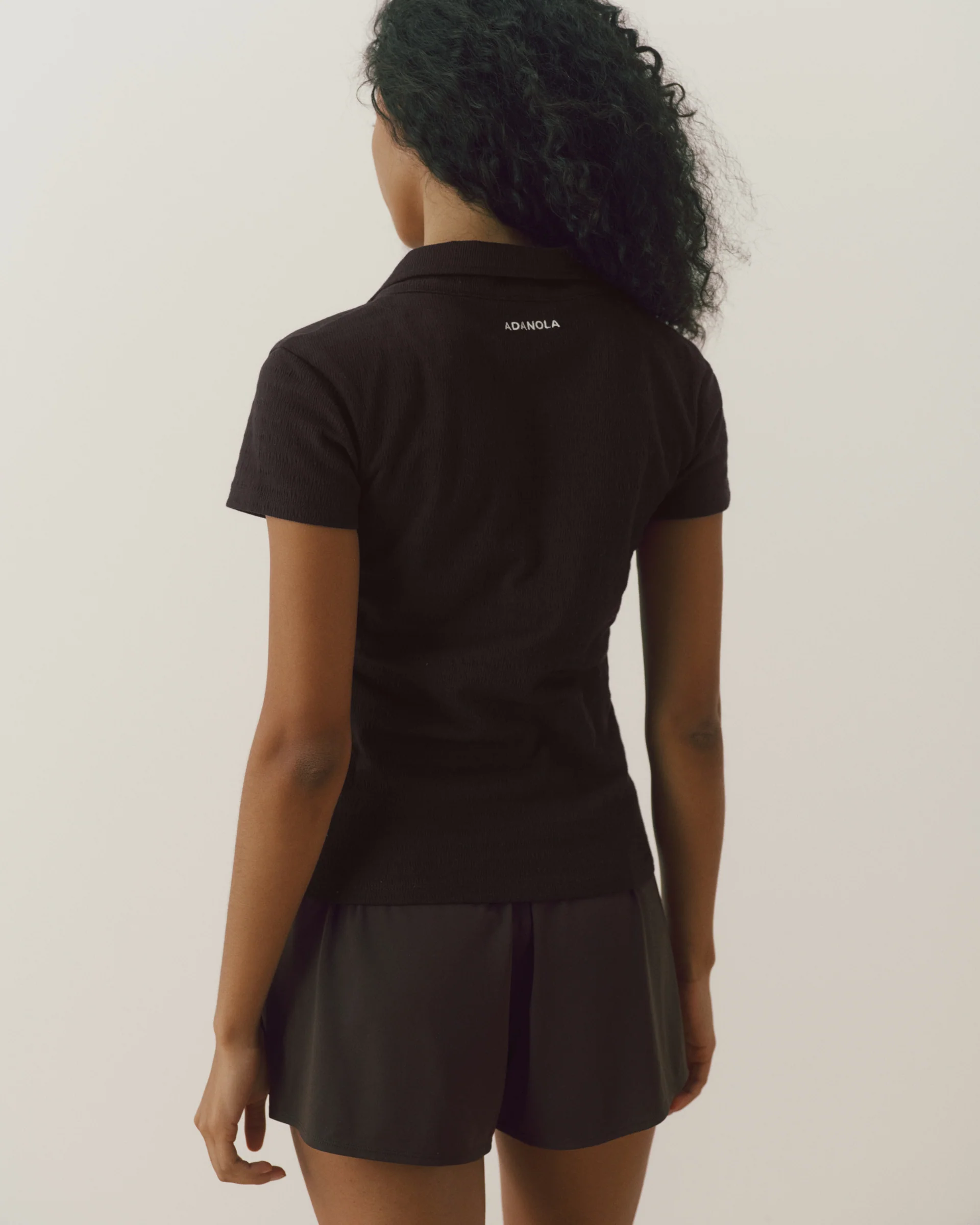 Collared Short Sleeve Top - Coffee Bean