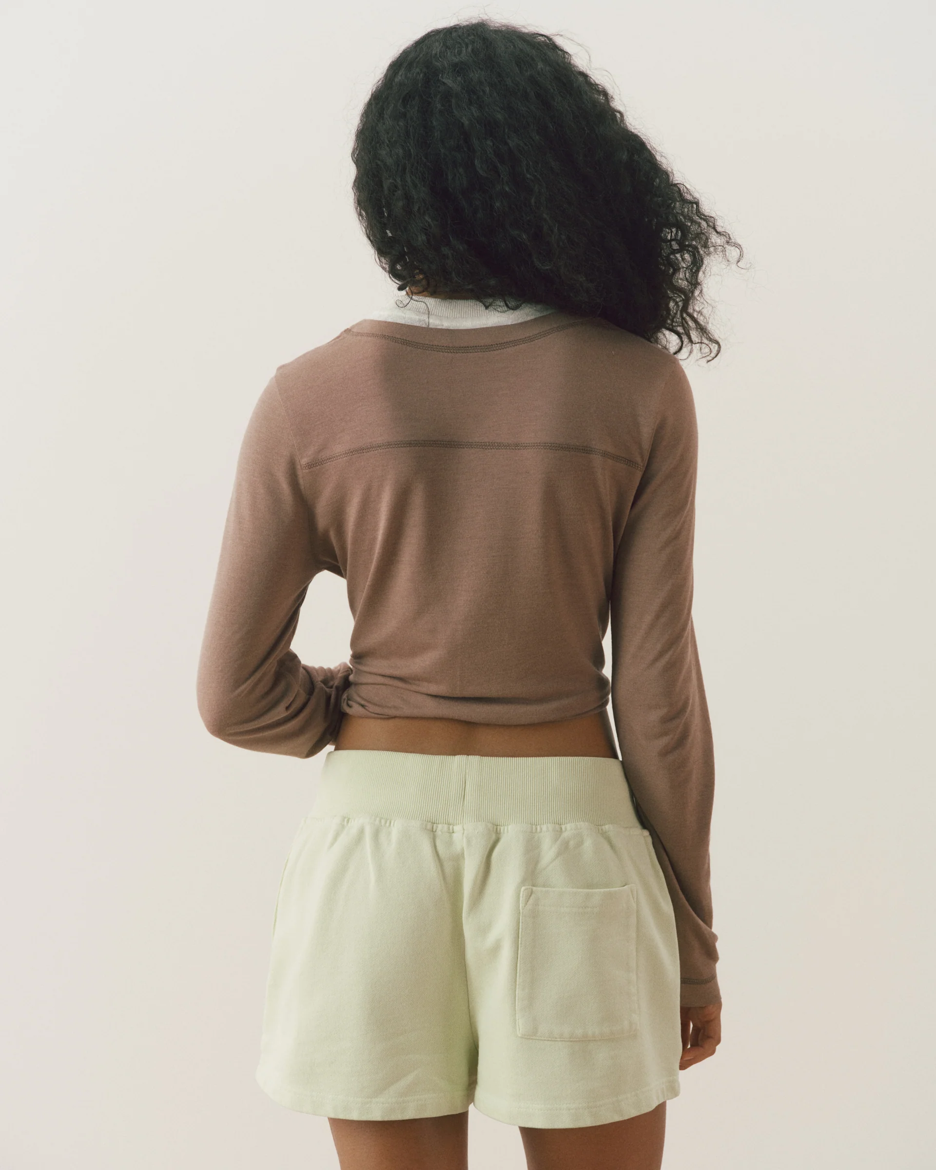1270-studio-cropped-sweat-shorts-washed-lime-green-coffee-bean-2.webp Studio Cropped Sweat Shorts - Washed Lime Green/Coffee Bean