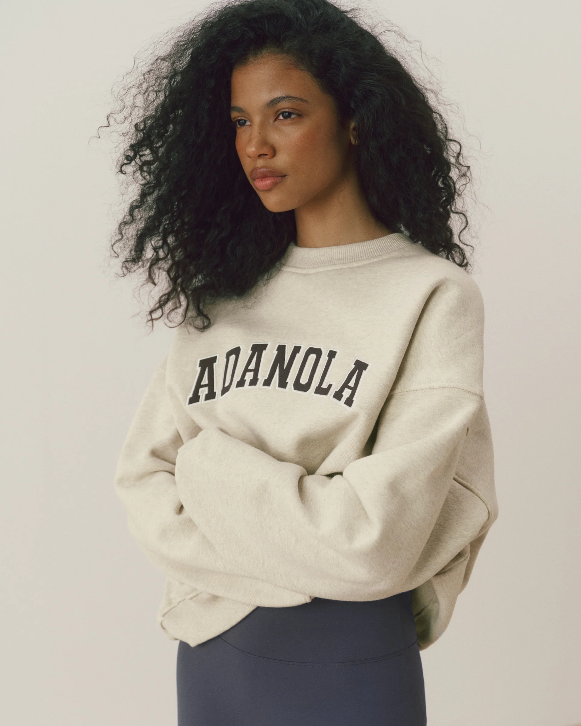 Varsity Oversized Sweatshirt - Oat Melange/Coffee Bean