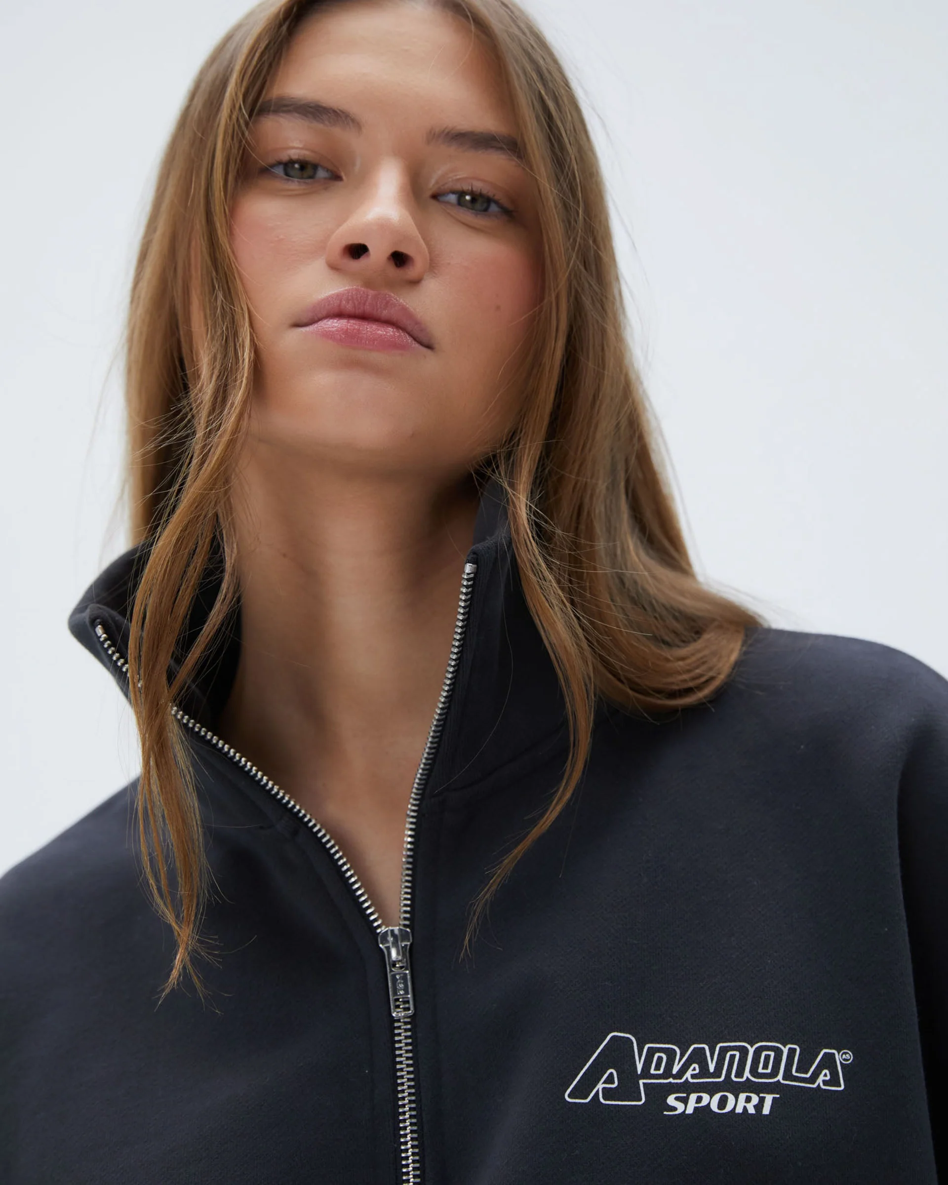 "A" Oversized Funnel Neck Zip Sweatshirt - Graphite Grey