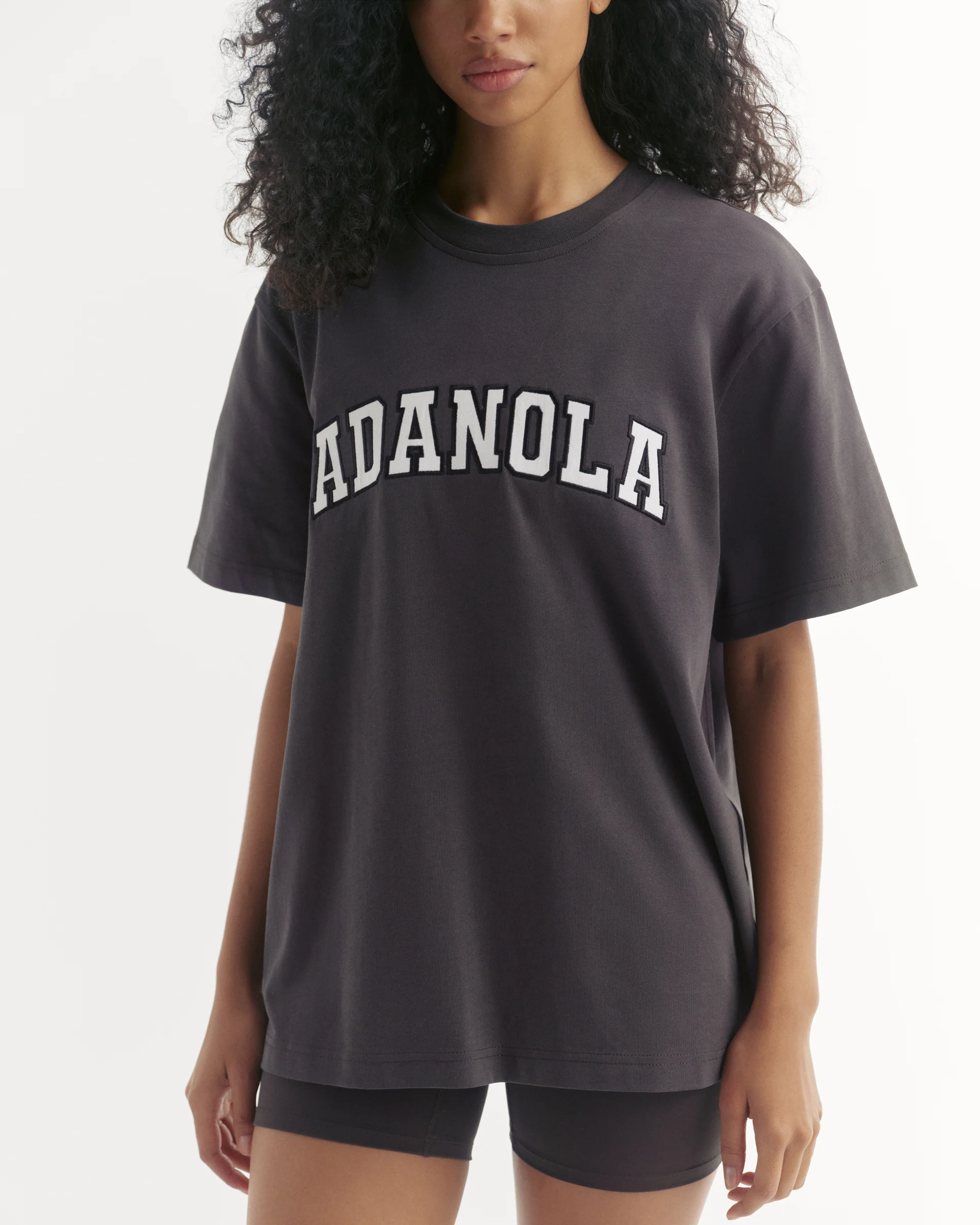 Varsity Short Sleeve Oversized T-shirt - Coffee Bean/White