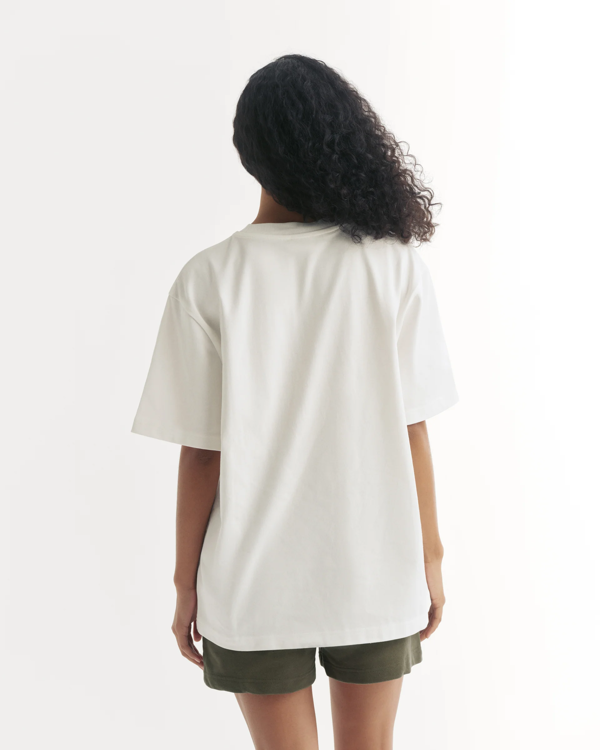 Varsity Short Sleeve Oversized T-shirt - White/Olive Green