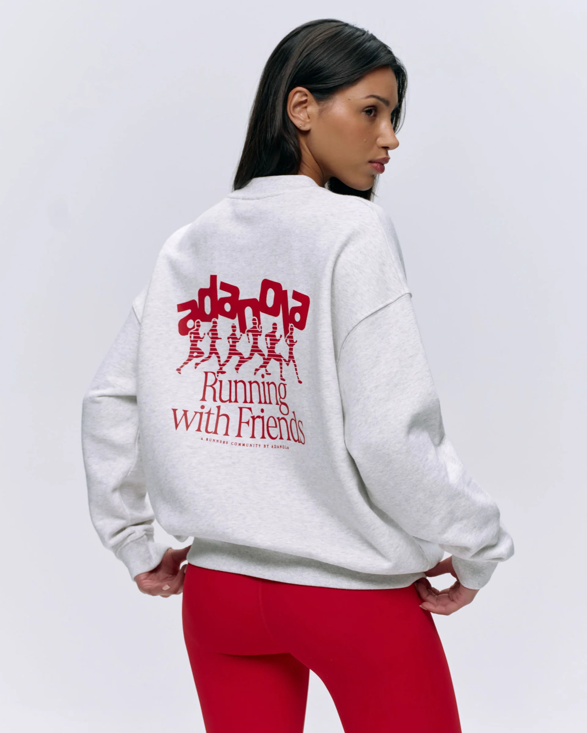 1425-runners-oversized-sweatshirt-light-grey-melange-classic-red-1.webp Runners Oversized Sweatshirt - Light Grey Melange/Classic Red