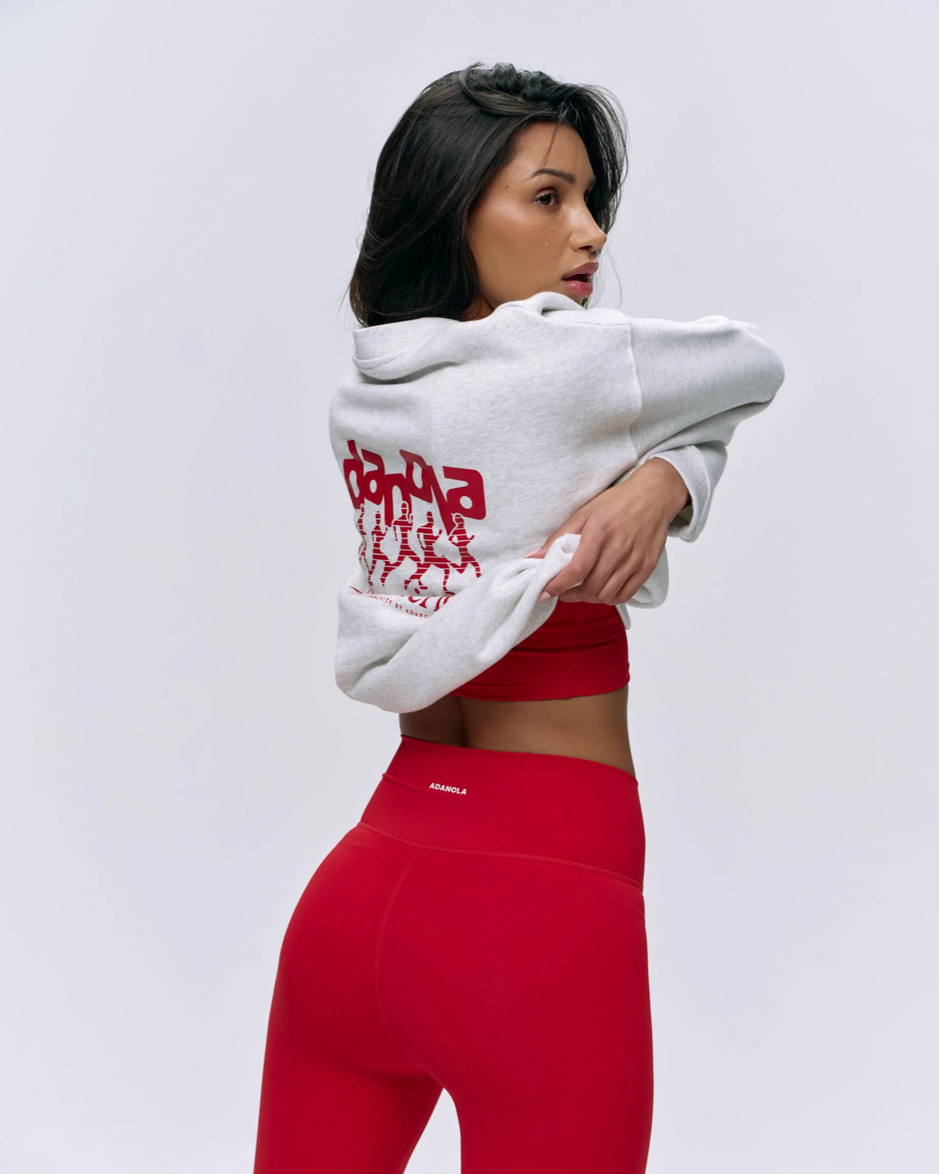 Runners Oversized Sweatshirt - Light Grey Melange/Classic Red