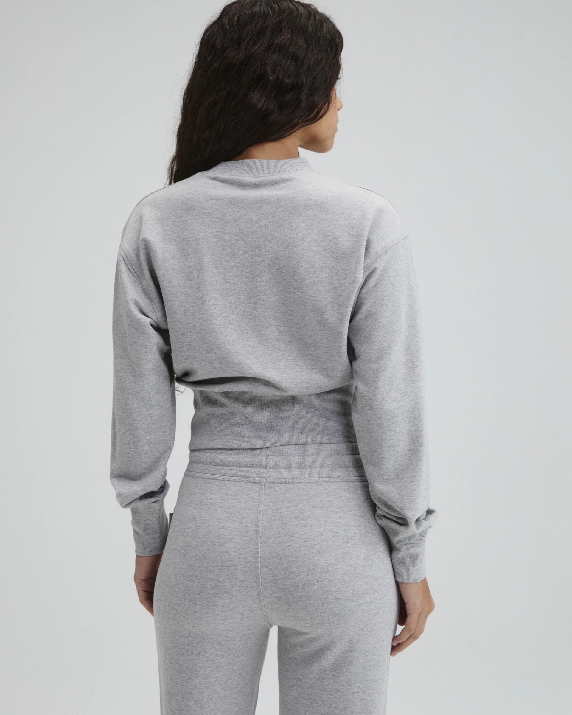 Modal Cinch Hem Sweatshirt - Light Grey Melange