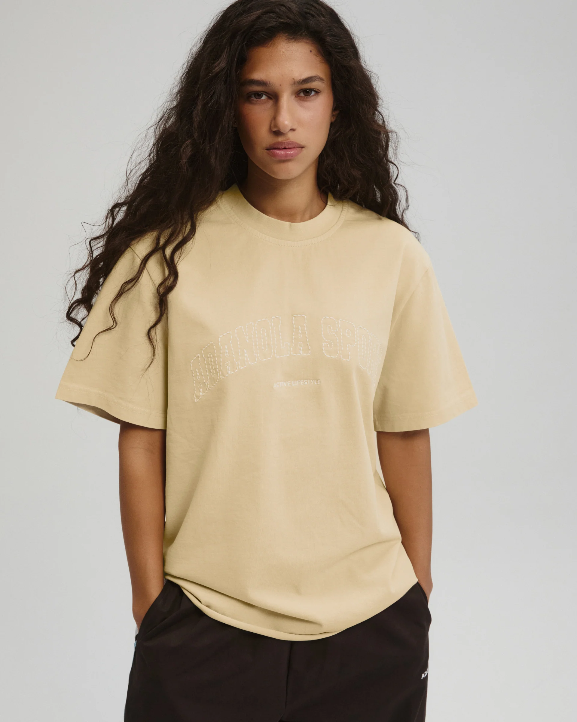 1611-as-stitch-washed-short-sleeve-oversized-t-shirt-caramel-beige-marshmallow-white-1.webp AS Stitch Washed Short Sleeve Oversized T-shirt - Caramel Beige/Marshmallow White