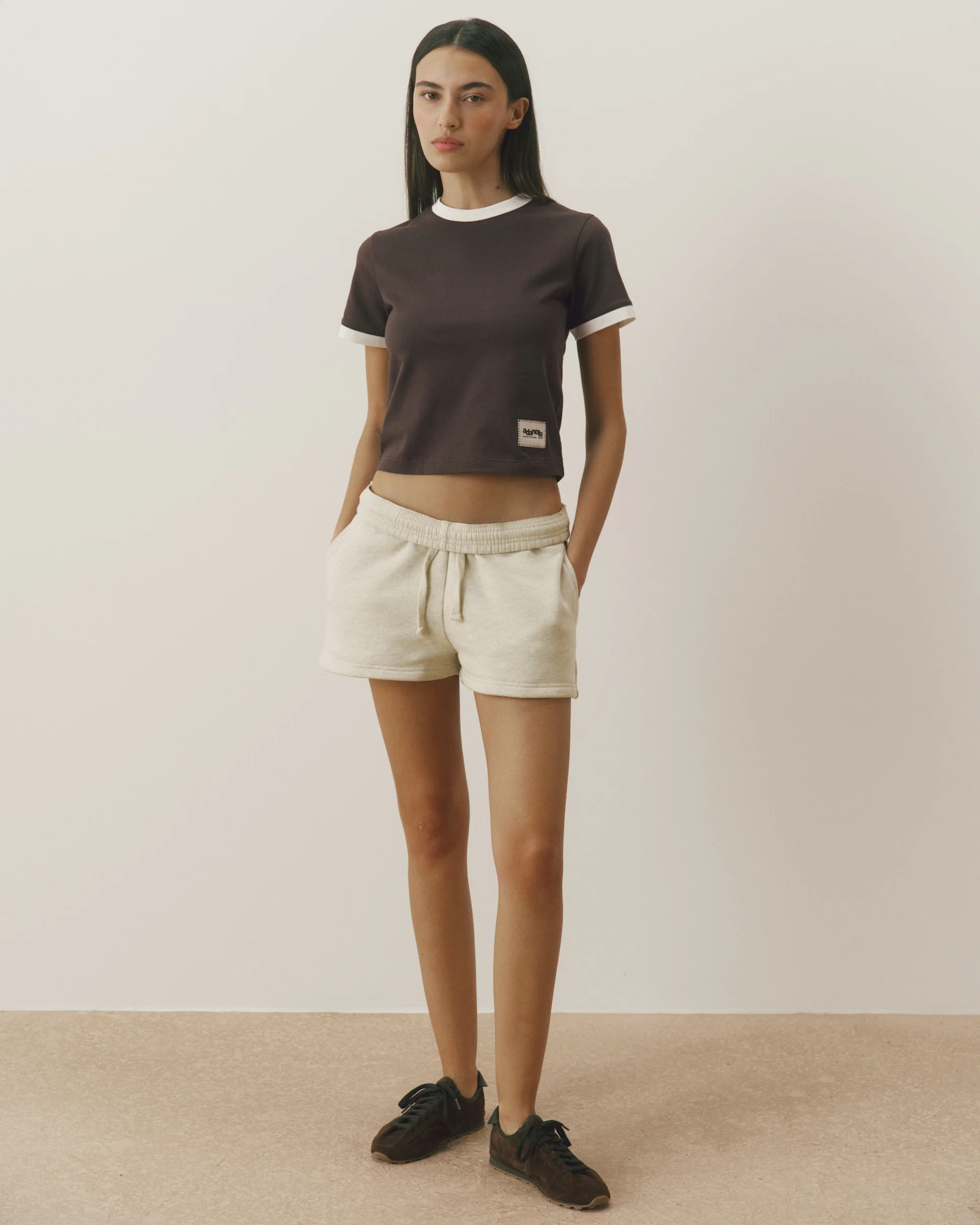 Signature Loose Fit Sweat Shorts - Oatmeal Marl/Coffee Bean