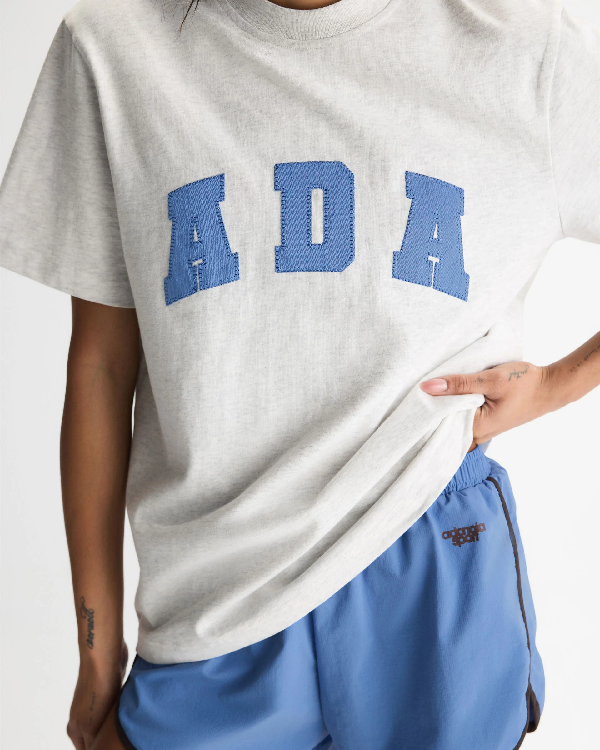 1719-ada-short-sleeve-oversized-t-shirt-light-grey-melange-blossom-blue-3.webp ADA Short Sleeve Oversized T-shirt - Light Grey Melange/Blossom Blue