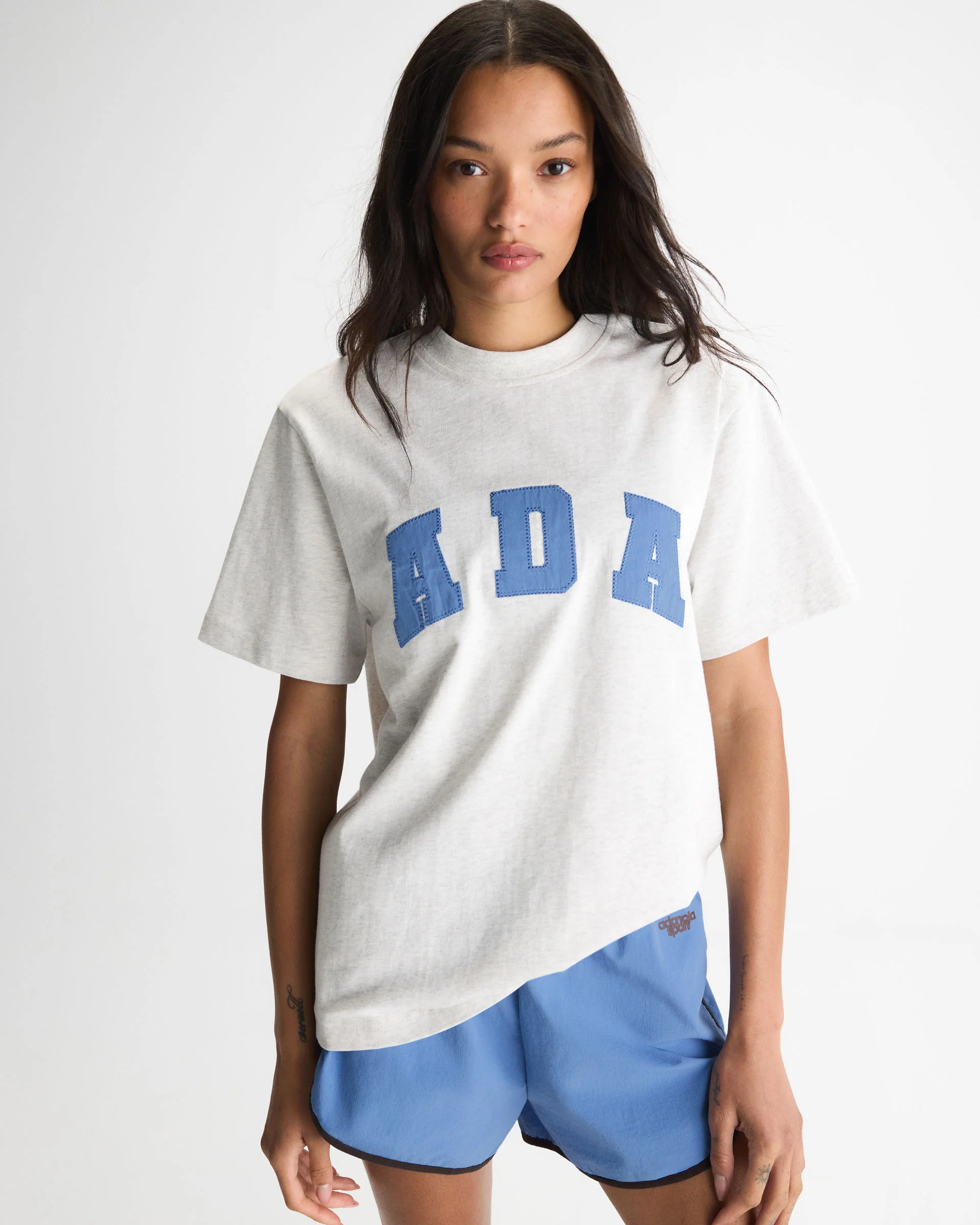 1719-ada-short-sleeve-oversized-t-shirt-light-grey-melange-blossom-blue-4.webp ADA Short Sleeve Oversized T-shirt - Light Grey Melange/Blossom Blue
