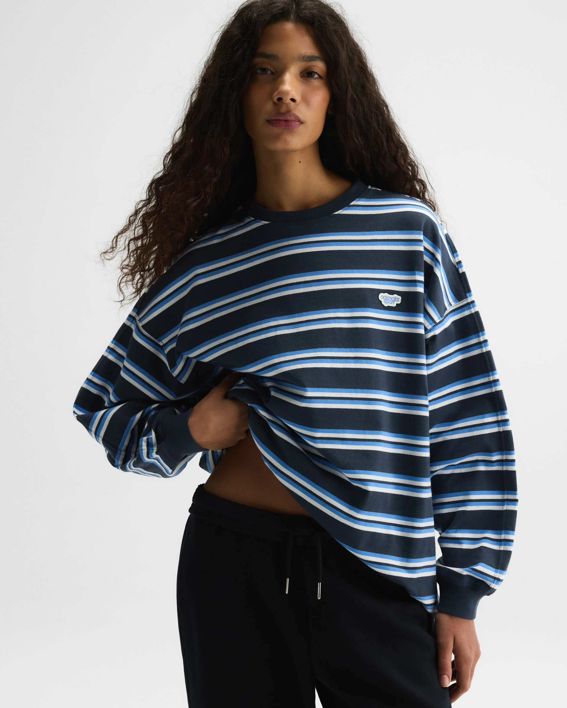 1728-stripe-long-sleeve-t-shirt-midnight-blue-1.webp Stripe Long Sleeve T-shirt - Midnight Blue