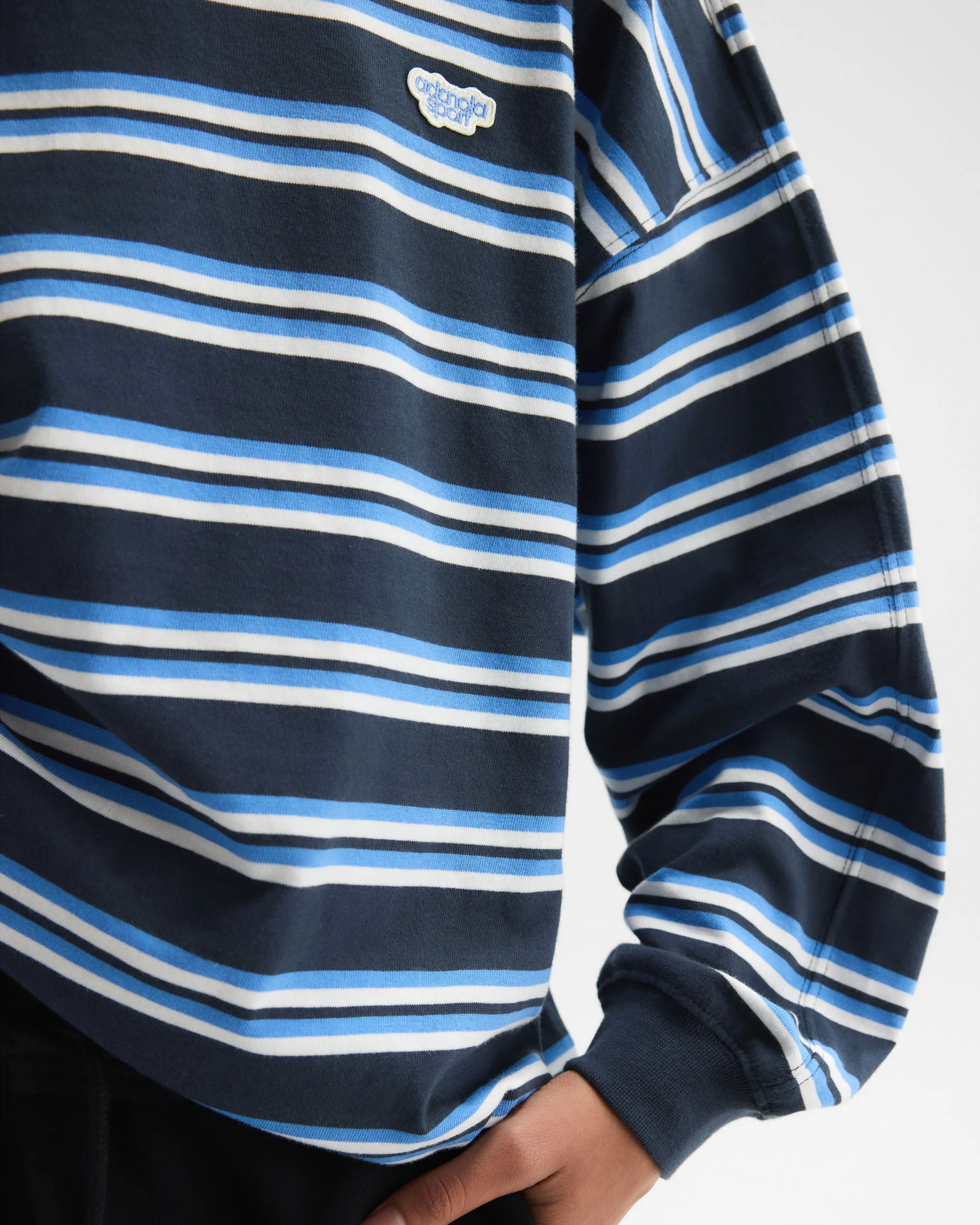 1728-stripe-long-sleeve-t-shirt-midnight-blue-3.webp Stripe Long Sleeve T-shirt - Midnight Blue