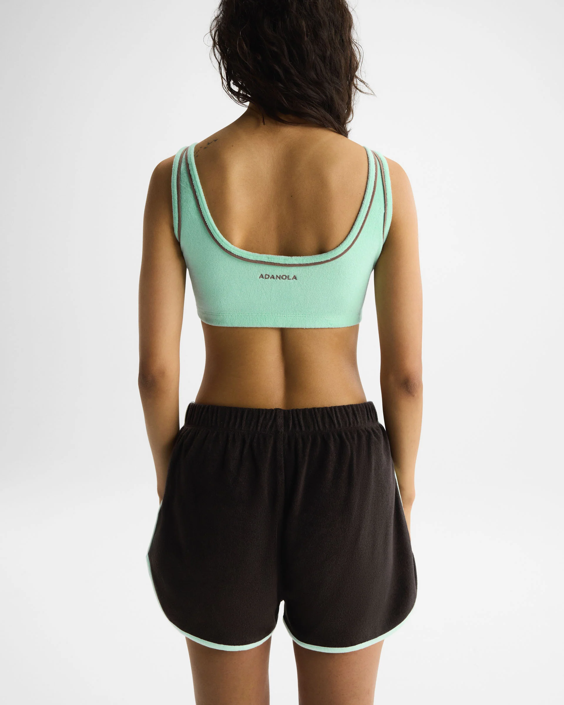 Terry Towelling Piping Shorts - Coffee Bean