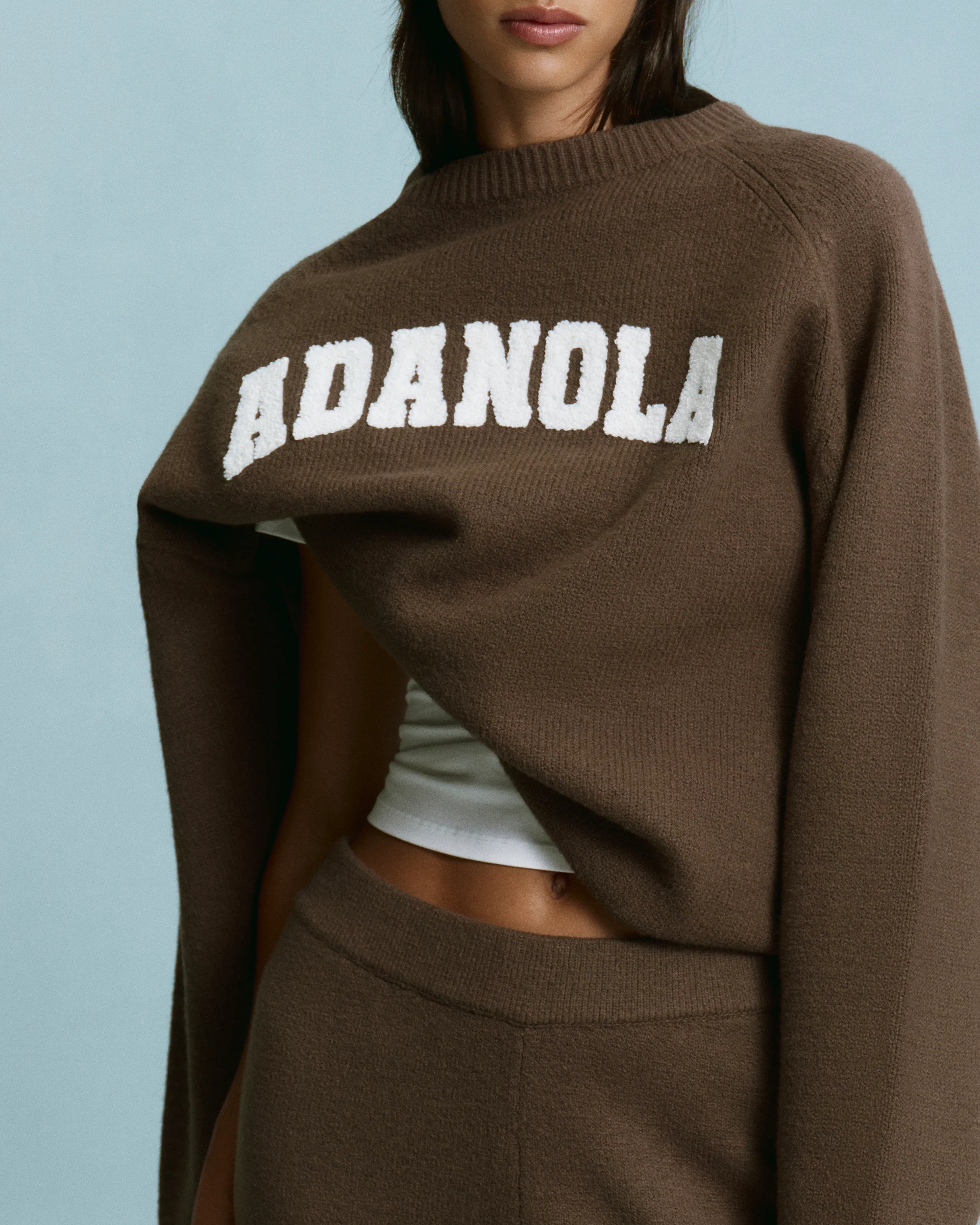 2222-varsity-boucle-oversized-knit-sweatshirt-dark-cocoa-brown-marshmallow-white-3.webp Varsity Boucle Oversized Knit Sweatshirt - Dark Cocoa Brown/Marshmallow White