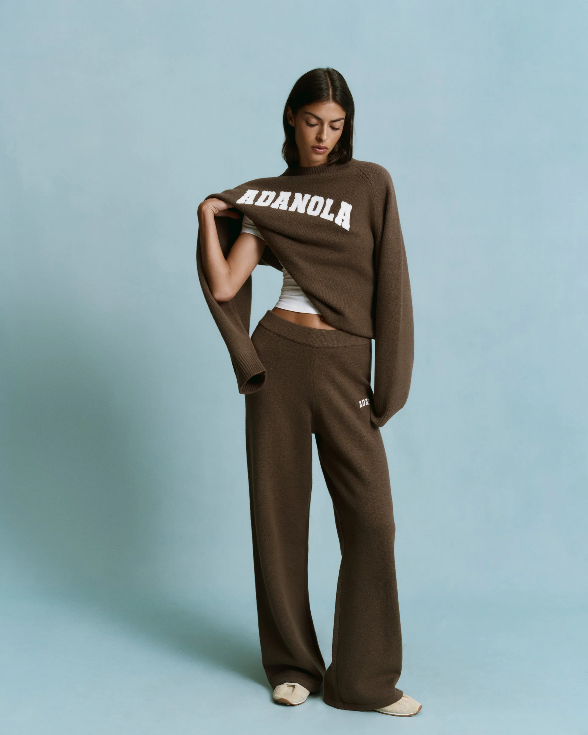 2222-varsity-boucle-oversized-knit-sweatshirt-dark-cocoa-brown-marshmallow-white-4.webp Varsity Boucle Oversized Knit Sweatshirt - Dark Cocoa Brown/Marshmallow White