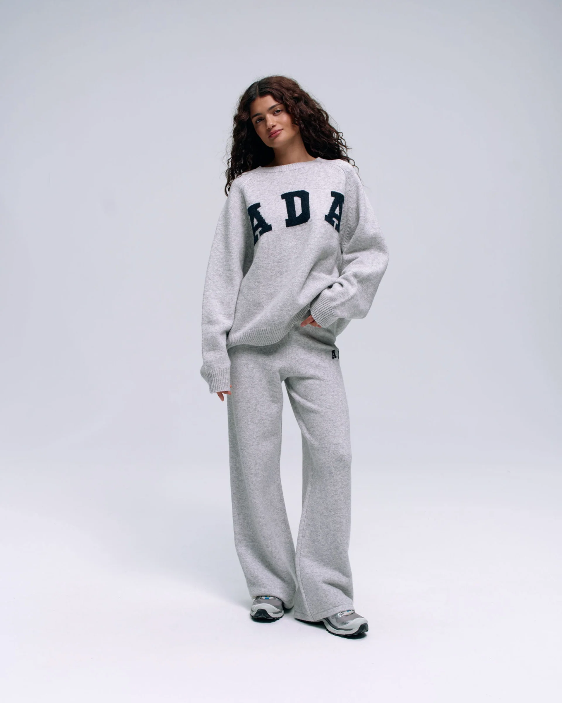 2231-ada-knit-straight-leg-sweatpants-light-grey-melange-navy-blue-1.webp ADA Knit Straight Leg Sweatpants - Light Grey Melange/Navy Blue