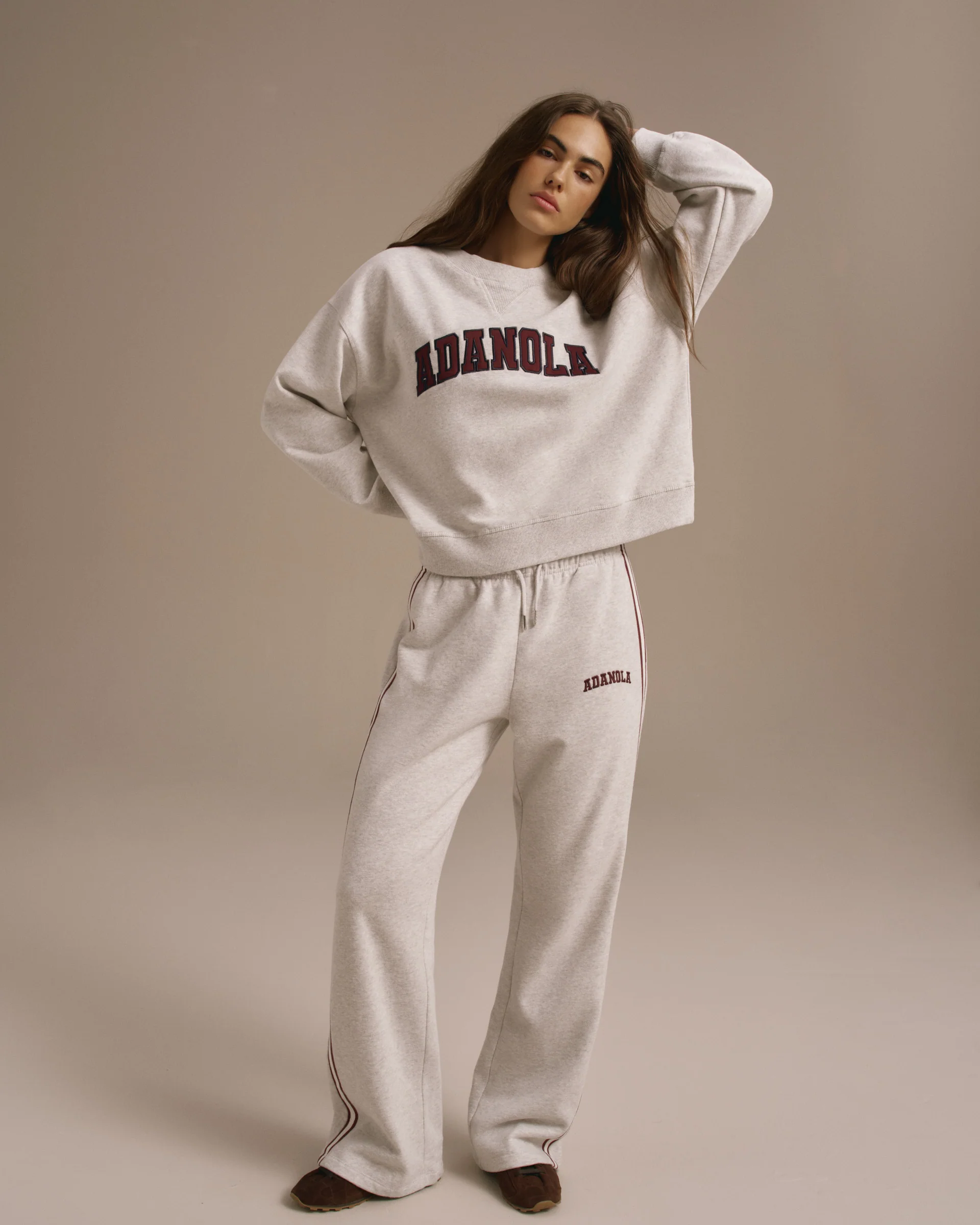 2444-varsity-loose-fit-sweatshirt-light-grey-melange-dark-cherry-4.webp Varsity Loose Fit Sweatshirt - Light Grey Melange/Dark Cherry