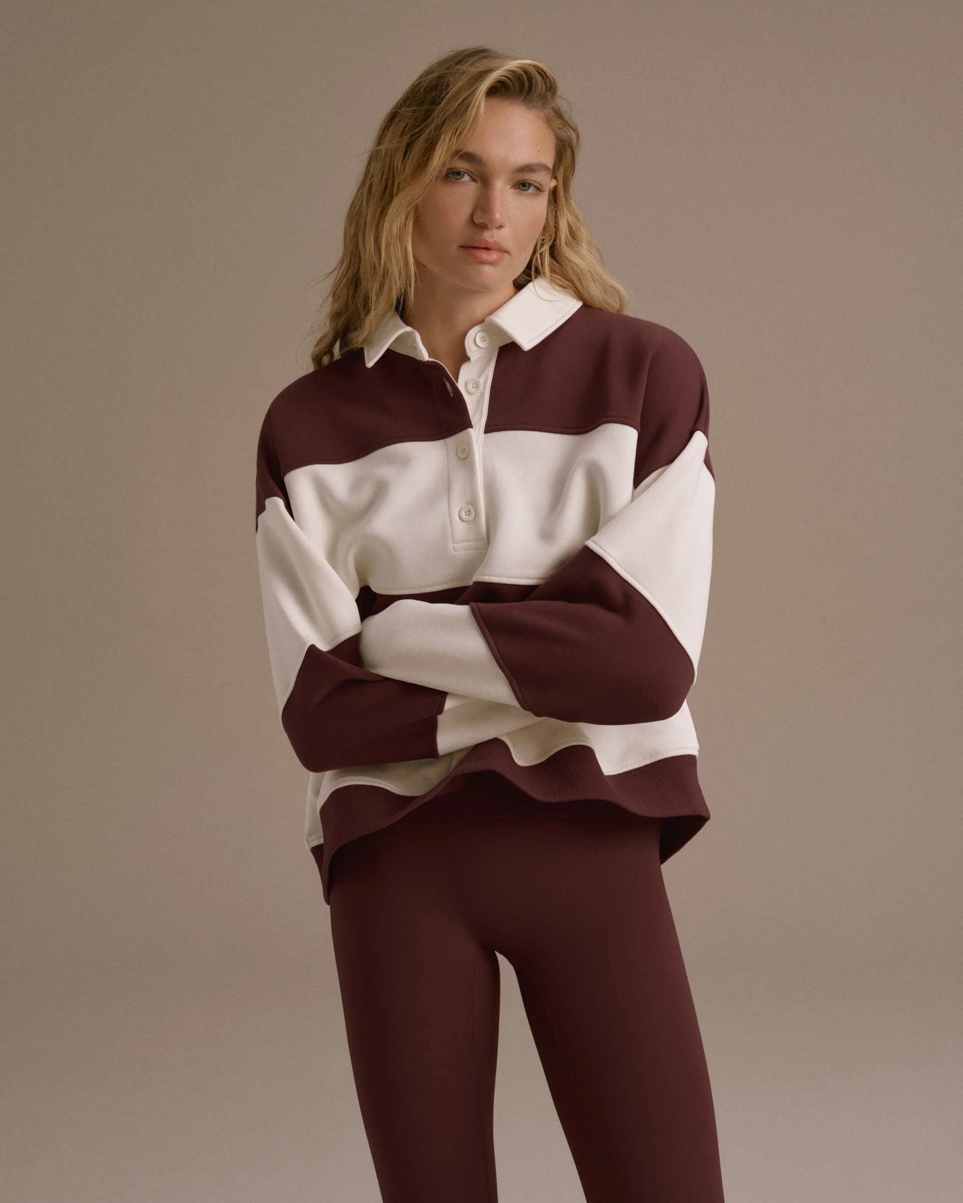 2534-stripe-oversized-henley-sweatshirt-burgundy-marshmallow-white-1.webp Stripe Oversized Henley Sweatshirt - Burgundy/Marshmallow White