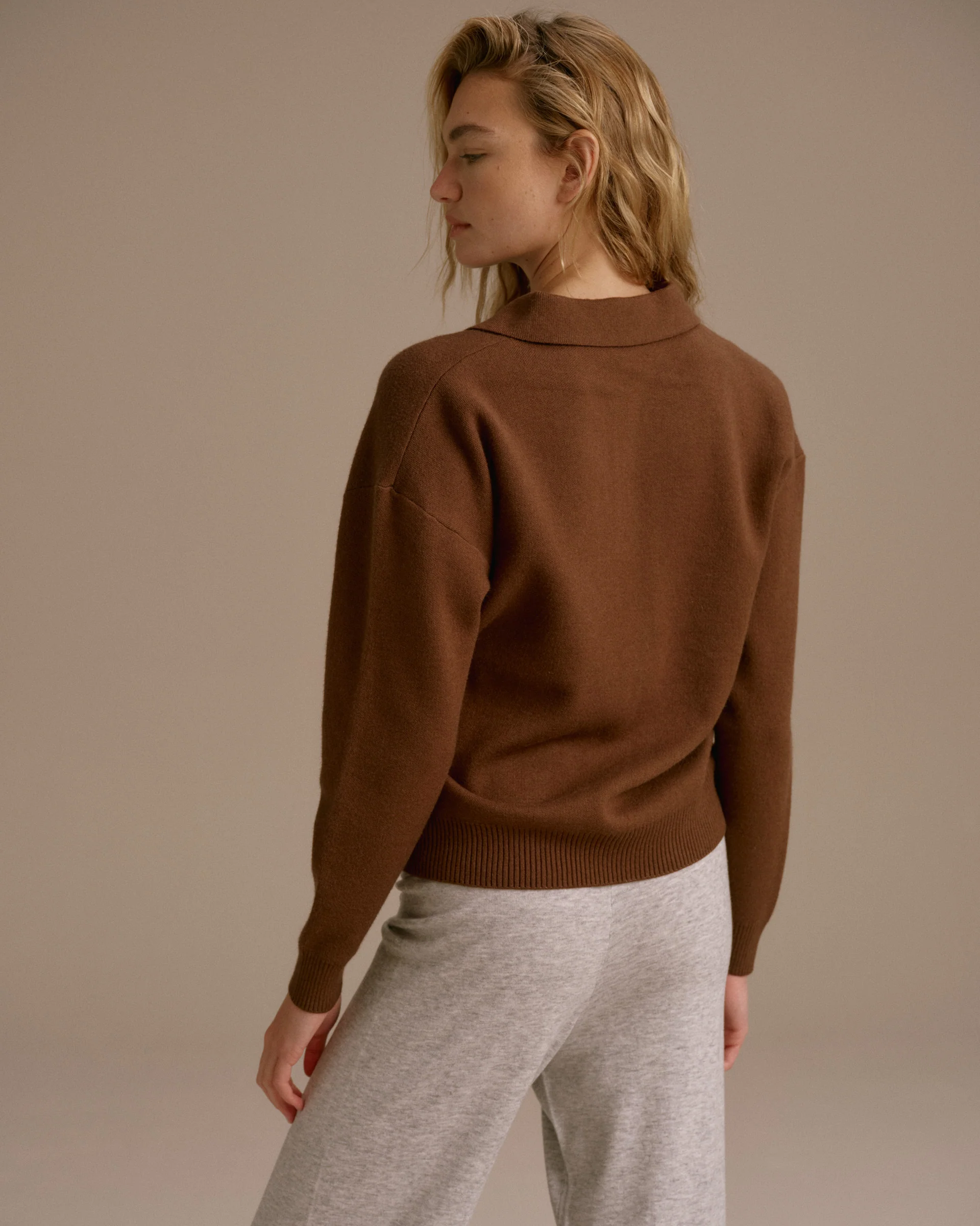 Knit Striped Rugby Sweatshirt - Brown/Blue