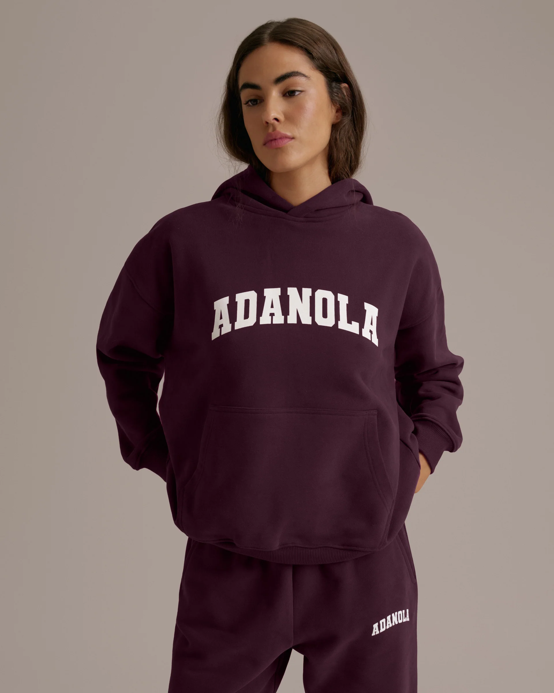 Varsity Oversized Hoodie - Dark Cherry/Marshmallow White