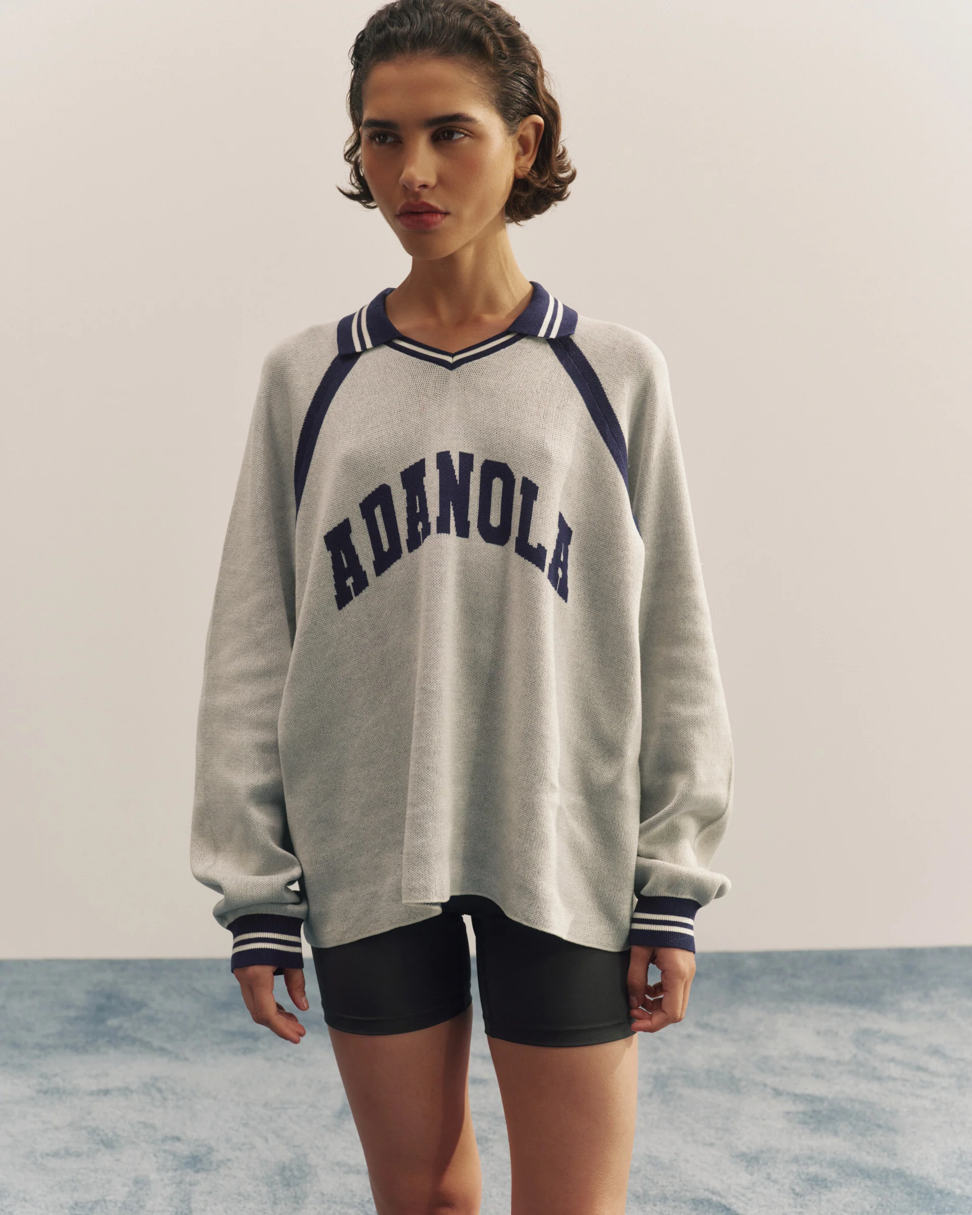 Knit Varsity Jacquard Long Sleeve Top - Marshmallow White