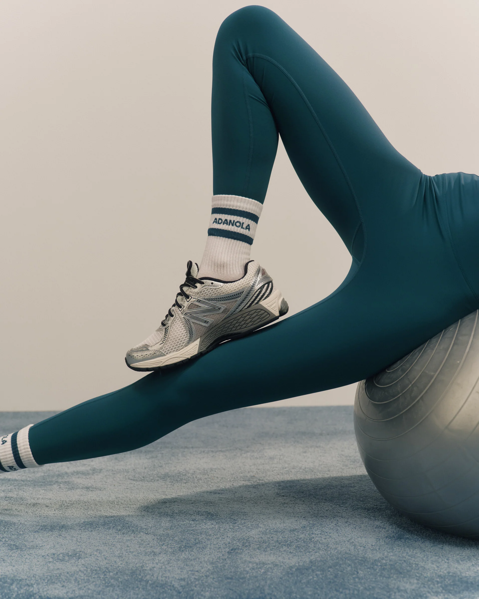 Sports Stripe Socks - White/Teal Blue