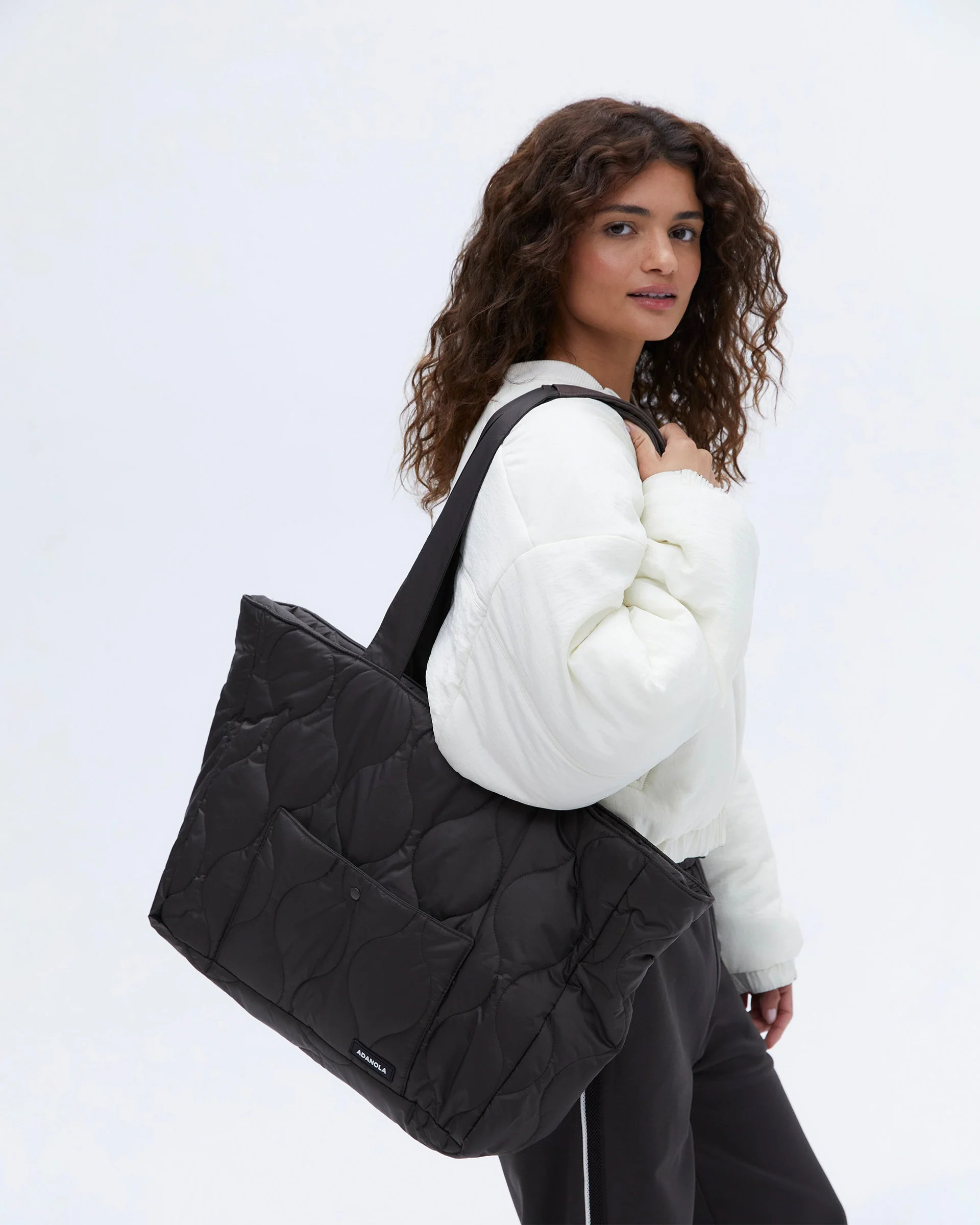 3249-quilted-nylon-tote-bag-coffee-bean-1.webp Quilted Nylon Tote Bag - Coffee Bean