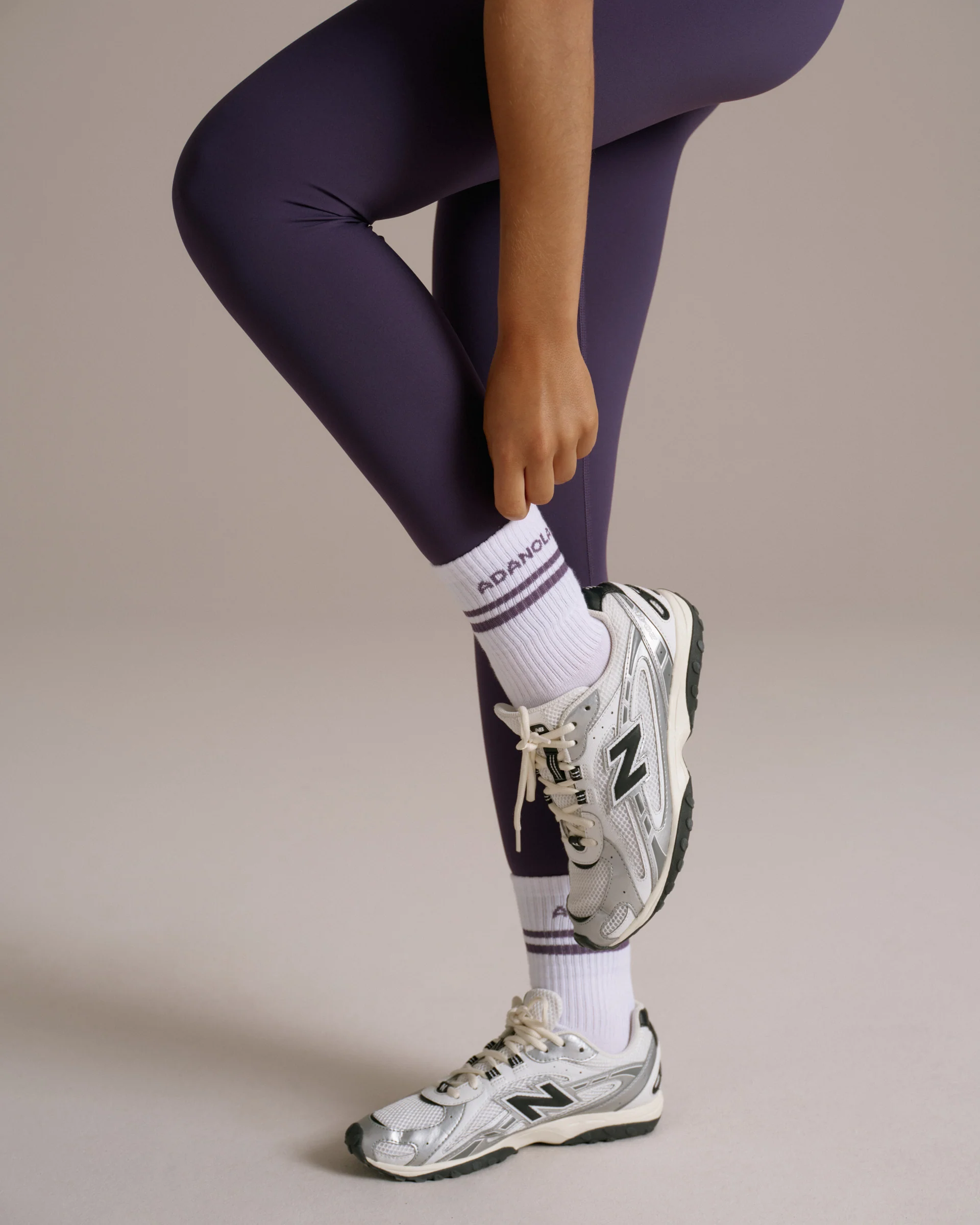 Sport Stripe Socks - White/Dark Plum