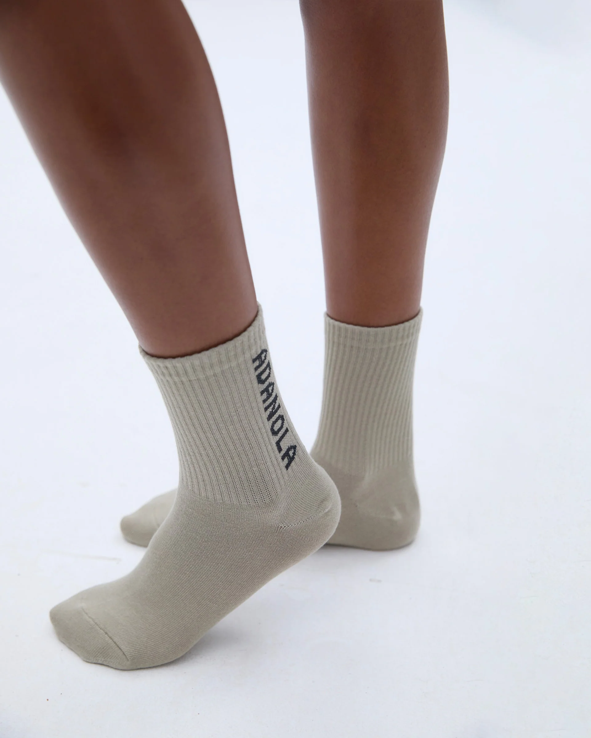 2 Pack Adanola Socks - White/Charcoal, Taupe/Charcoal