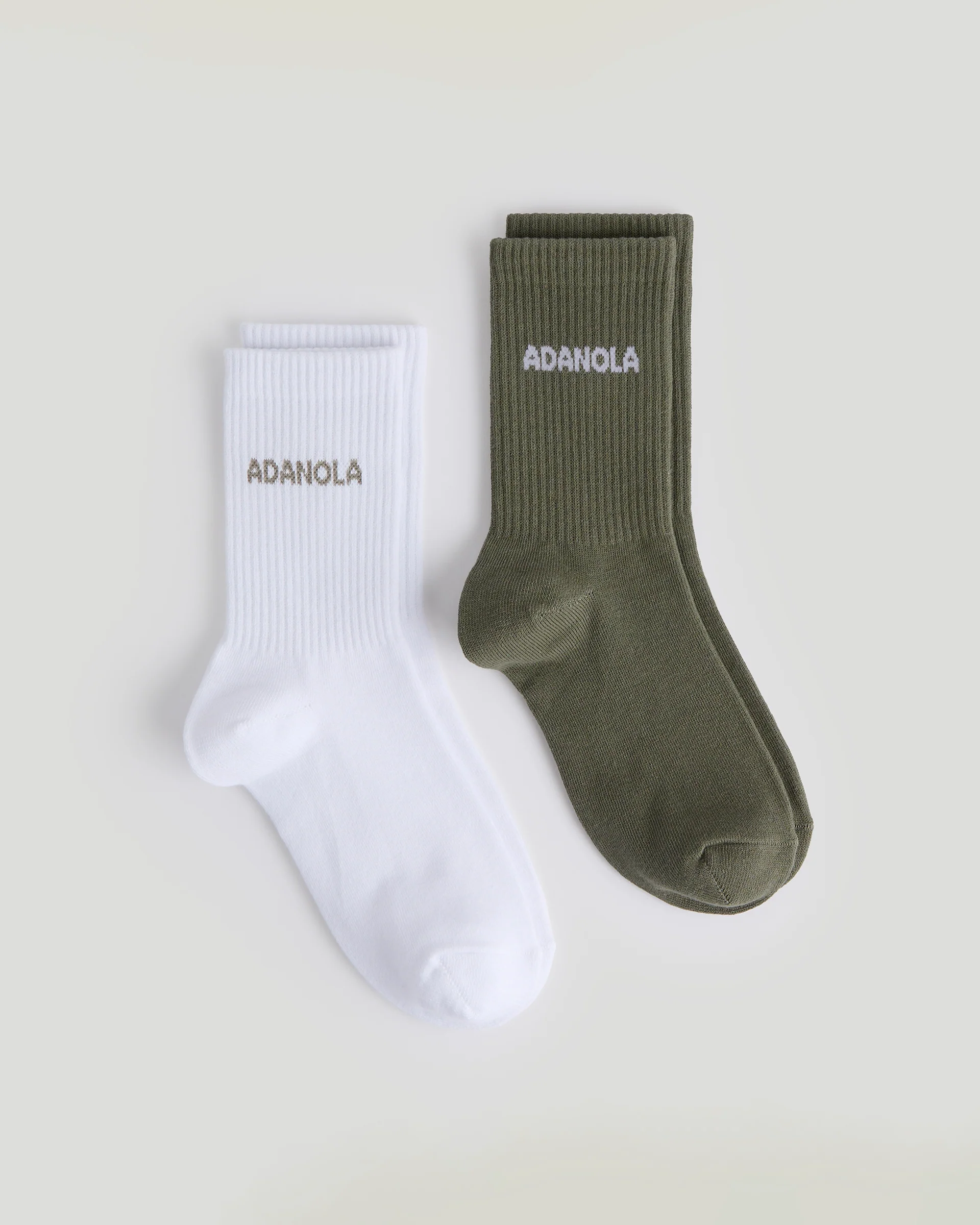 3274-2-pack-socks-olive-green-white-1.webp 2 Pack Socks - Olive Green/White