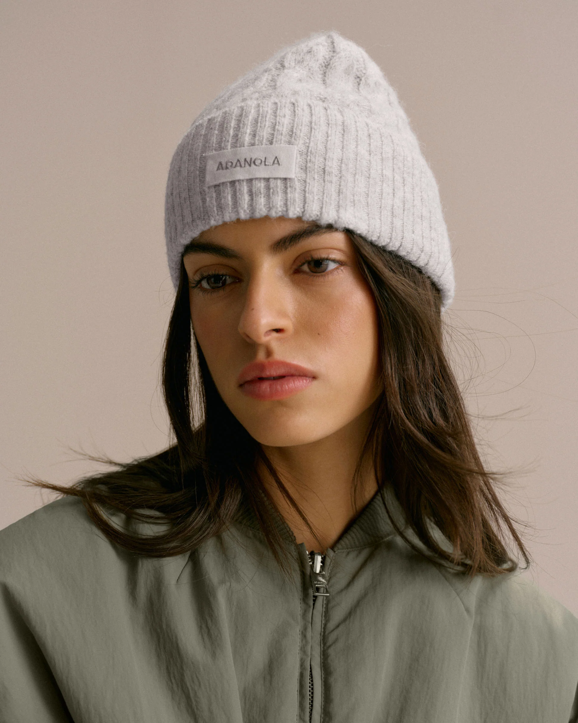 3282-cable-knit-beanie-light-grey-melange-1.webp Cable Knit Beanie - Light Grey Melange