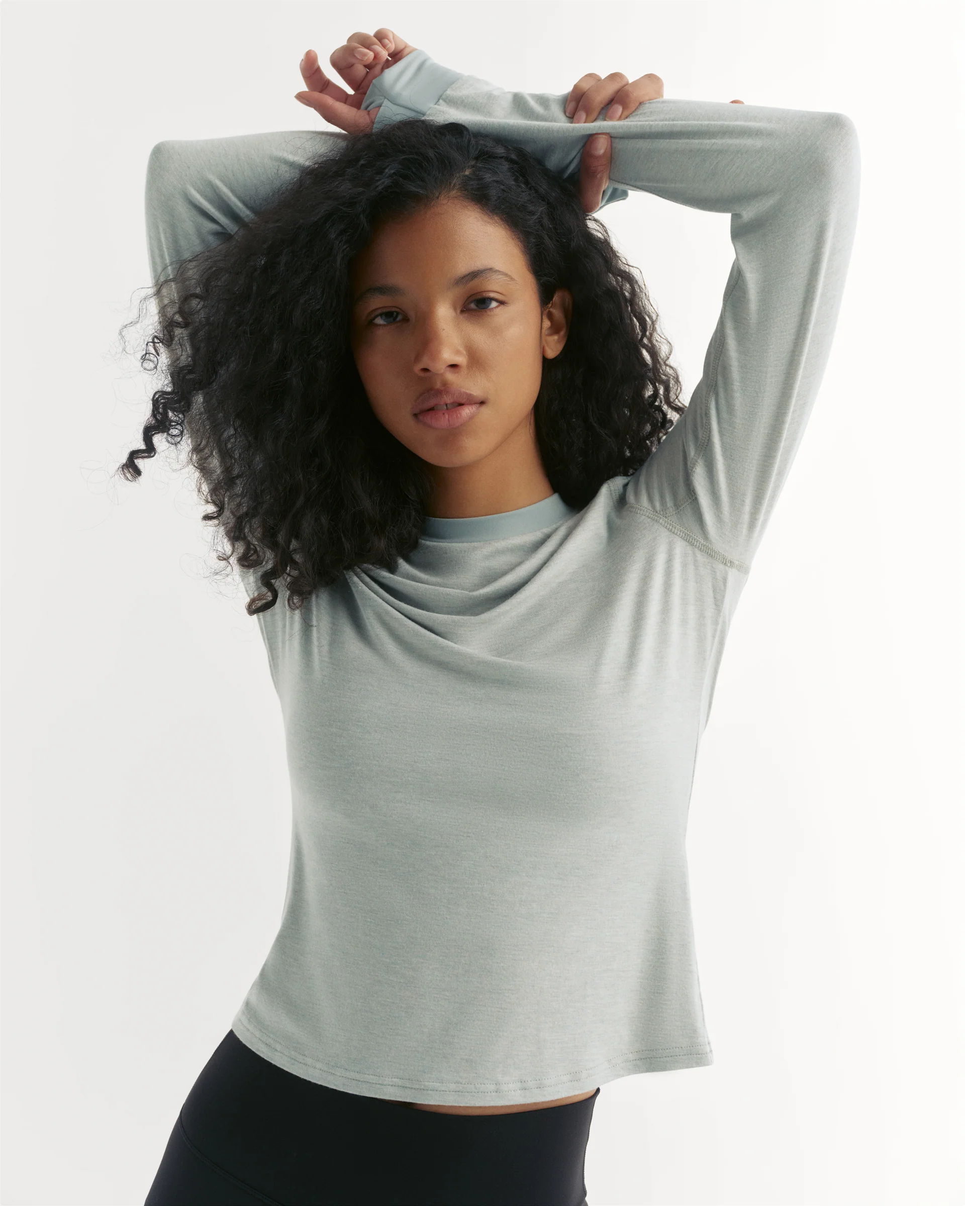 Modal Long Sleeve Technical Top - Cloud Blue