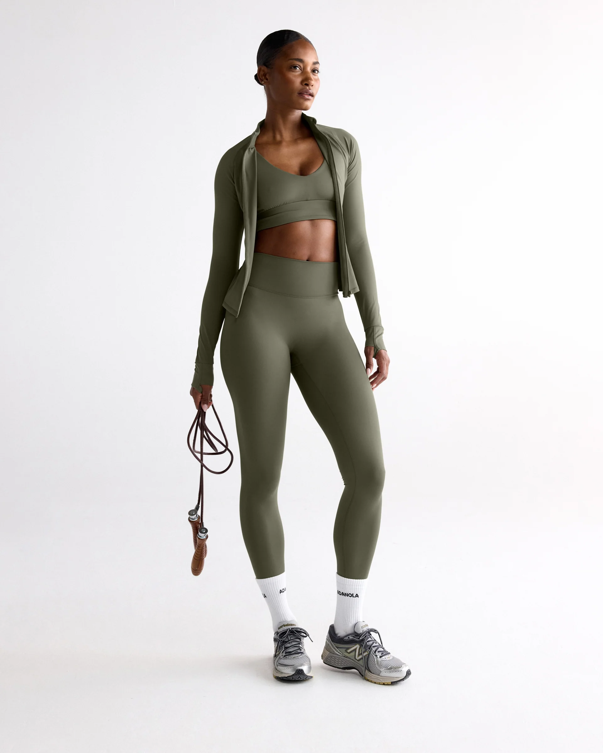 Ultimate Long Sleeve Zip Up Top - Olive Green
