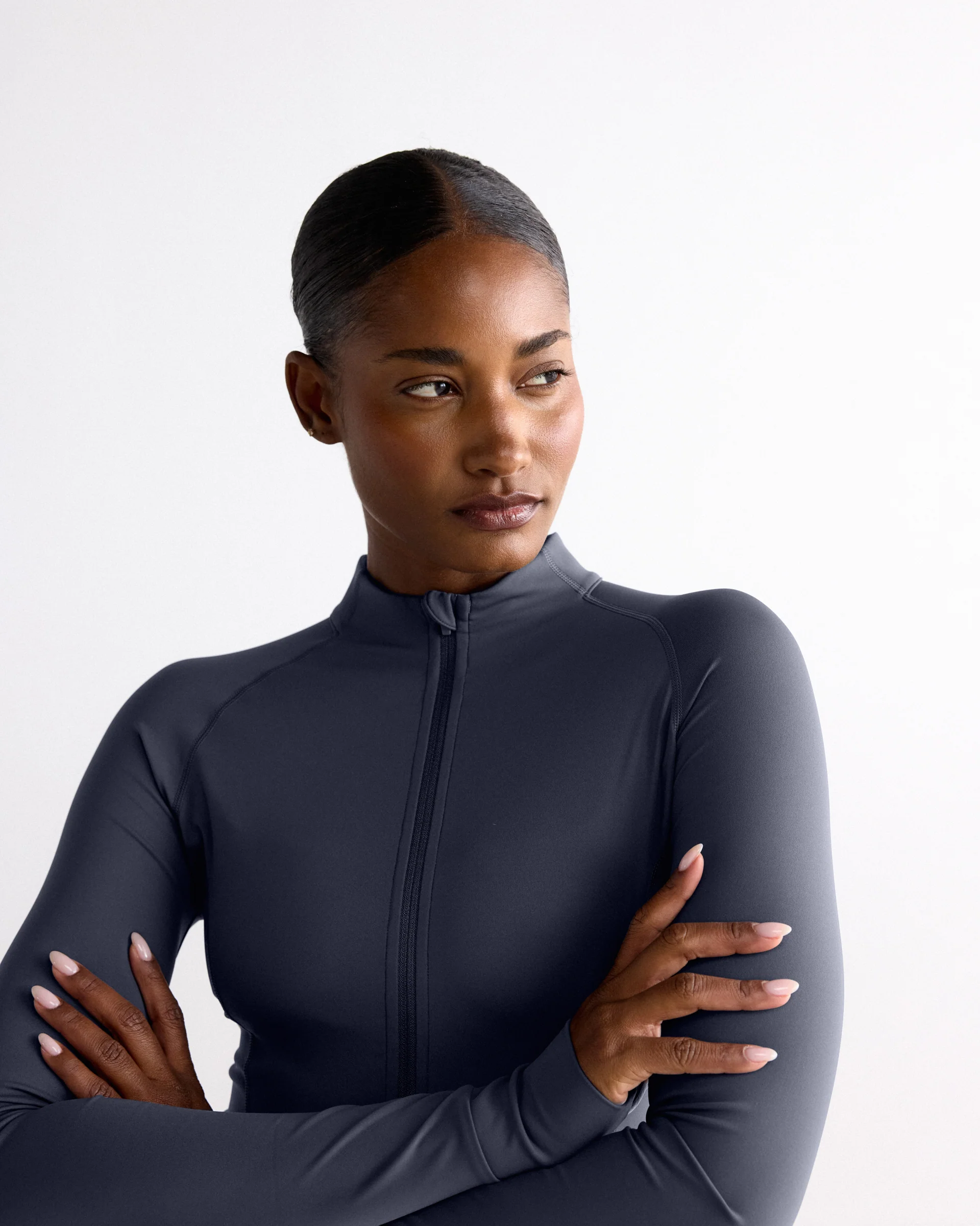 Ultimate Long Sleeve Zip Up Top - Midnight Blue