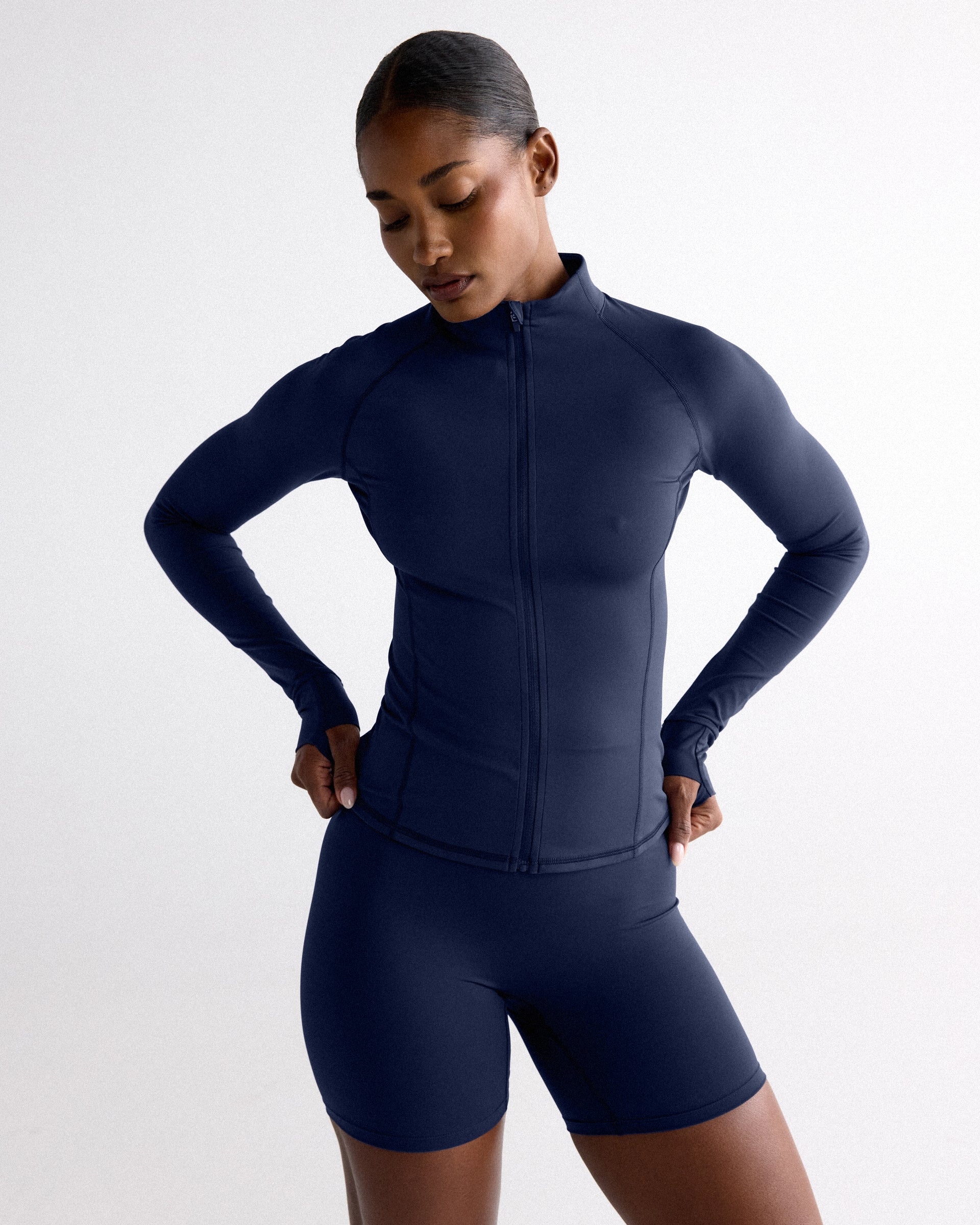3597-ultimate-long-sleeve-zip-up-top-navy-blue-3.jpg Ultimate Long Sleeve Zip Up Top - Navy Blue