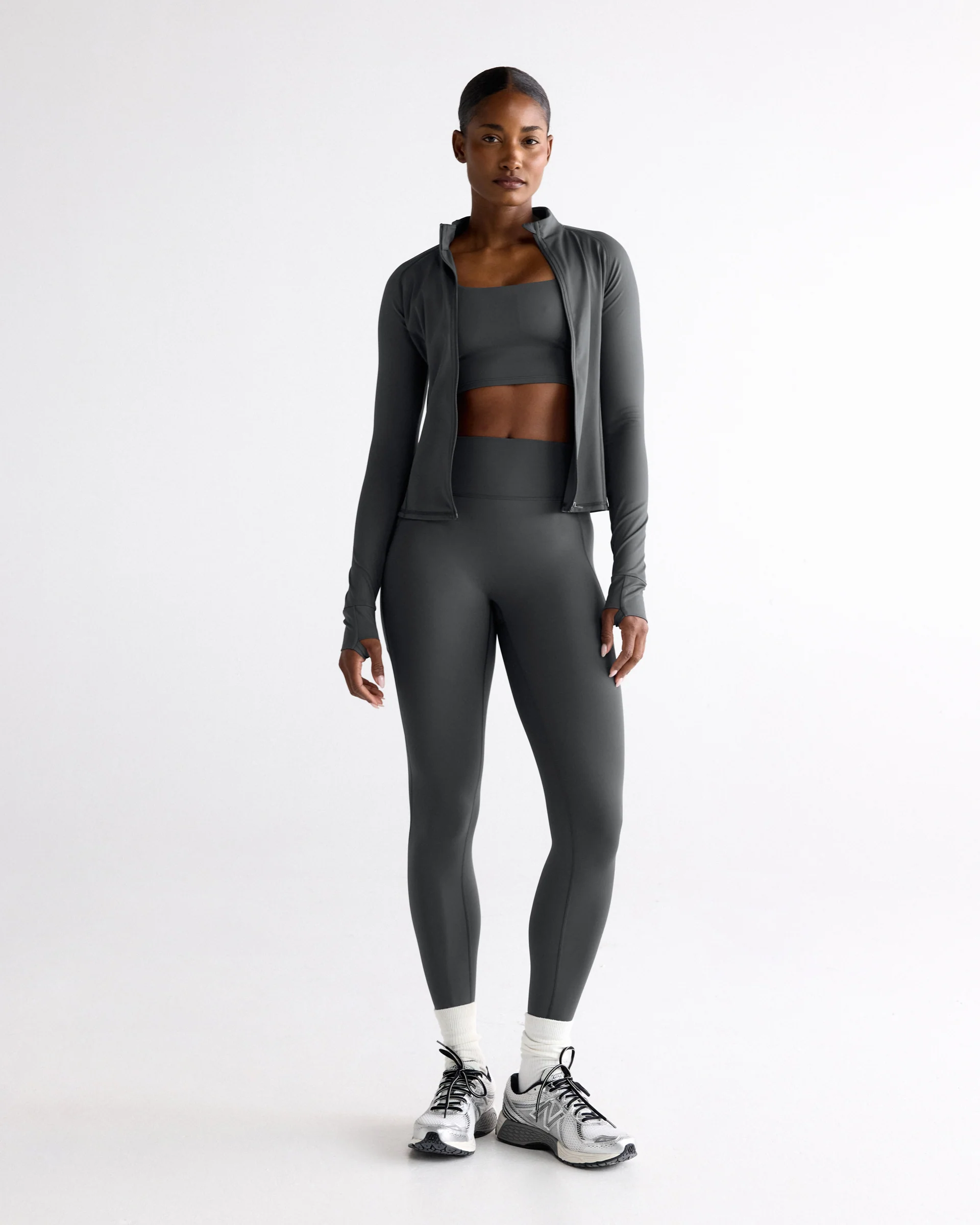 Ultimate Long Sleeve Zip Up Top - Graphite Grey
