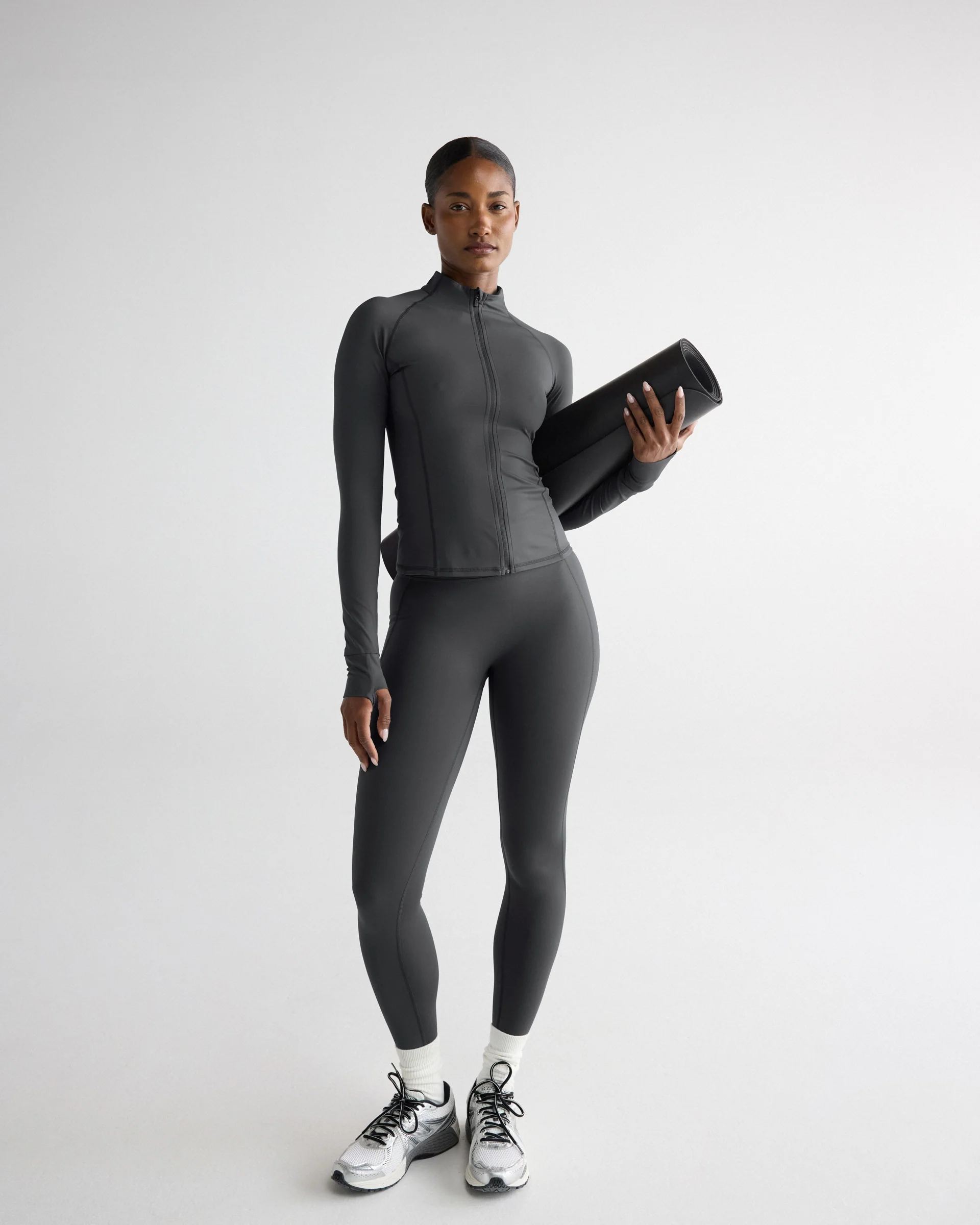 Ultimate Long Sleeve Zip Up Top - Graphite Grey