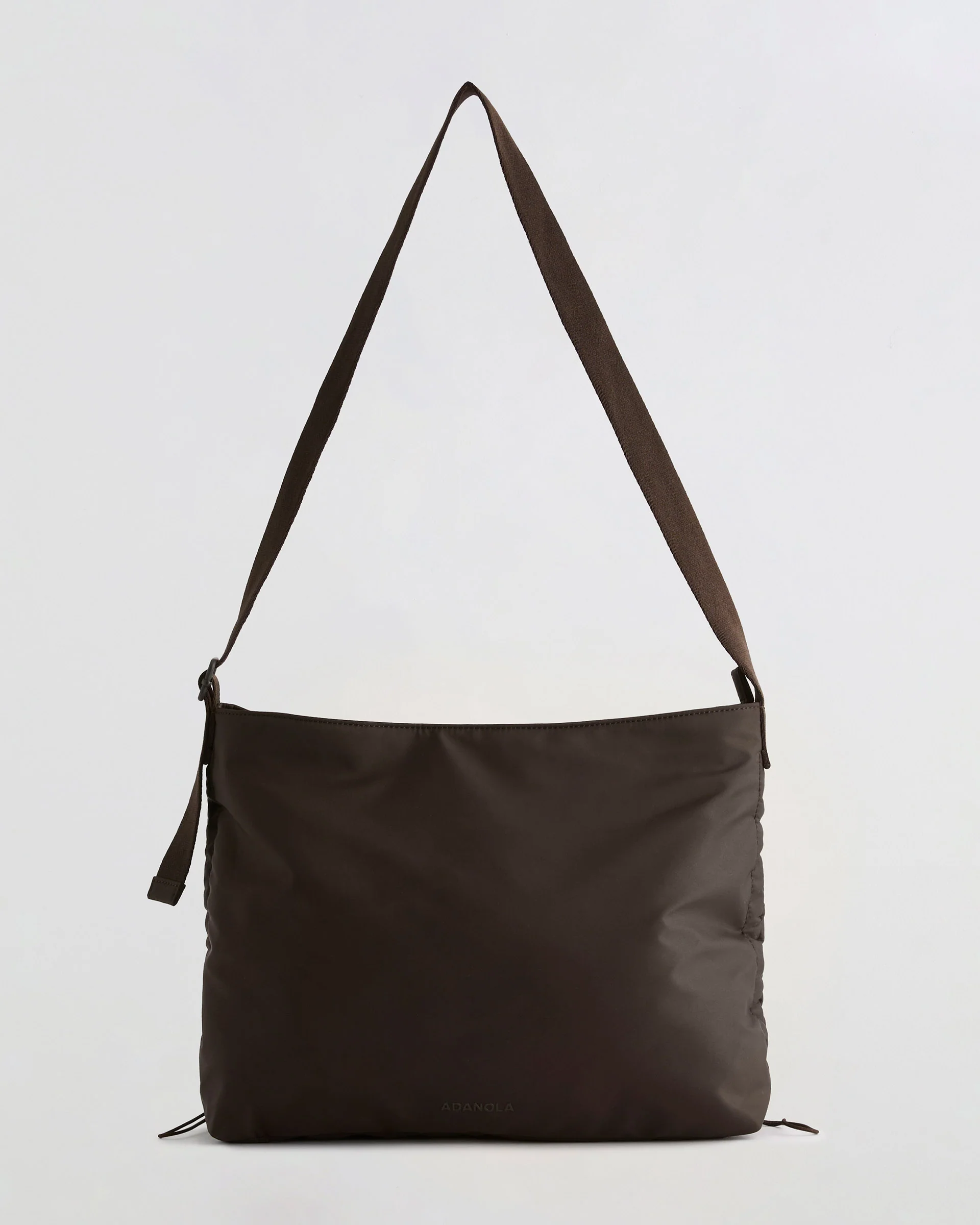 Gathered Nylon Shoulder Bag - Coffee Bean