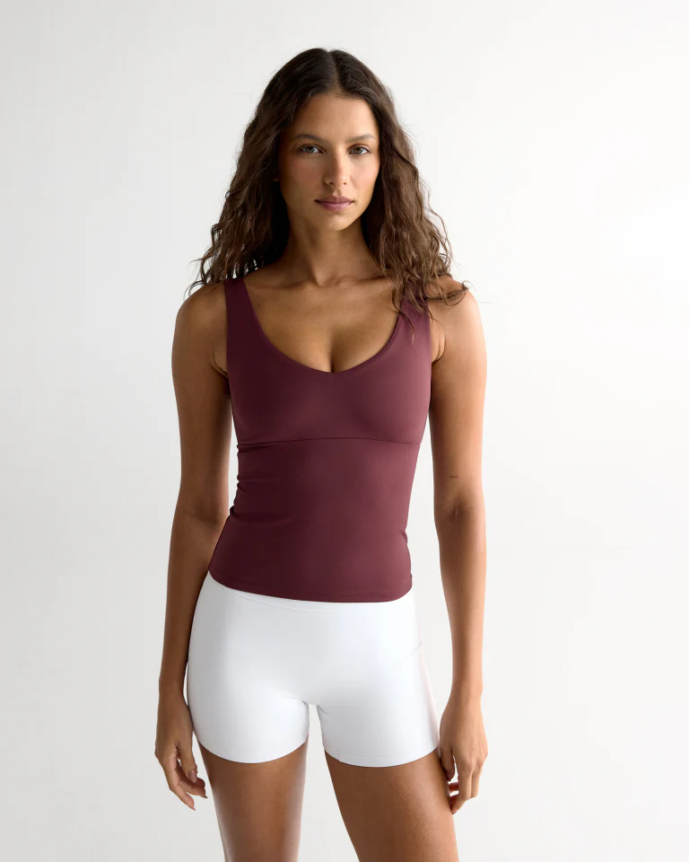 Ultimate V-Neck Top - Mulberry Red