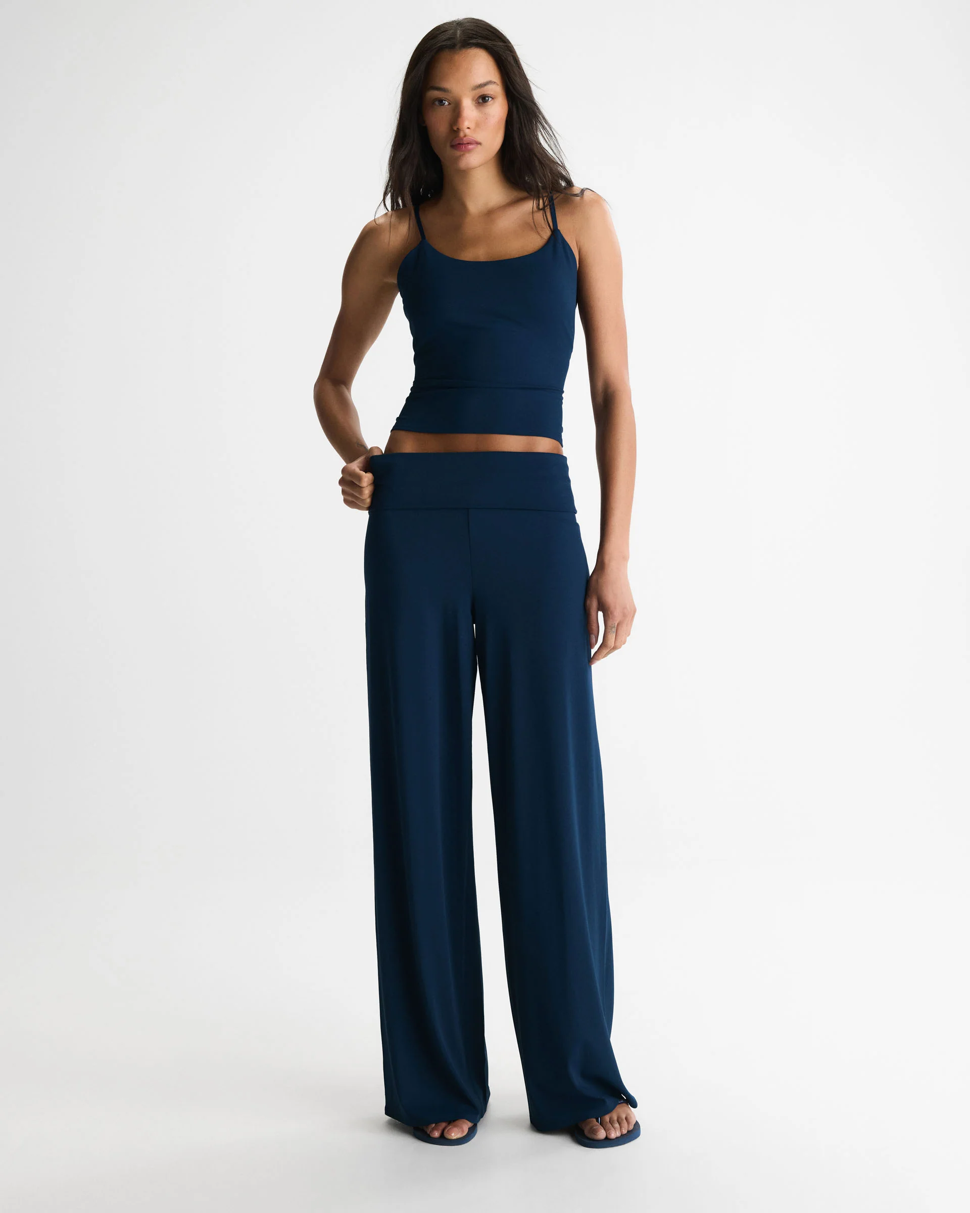537-fold-over-wide-leg-yoga-pant-navy-blue-1.webp Fold Over Wide Leg Yoga Pant - Navy Blue