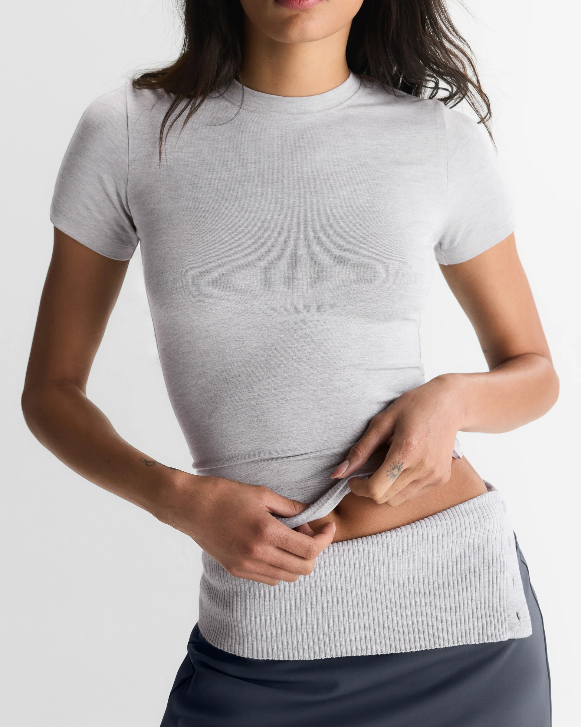 5418-soft-modal-short-sleeve-top-light-grey-melange-2.webp Soft Modal Short Sleeve Top - Light Grey Melange