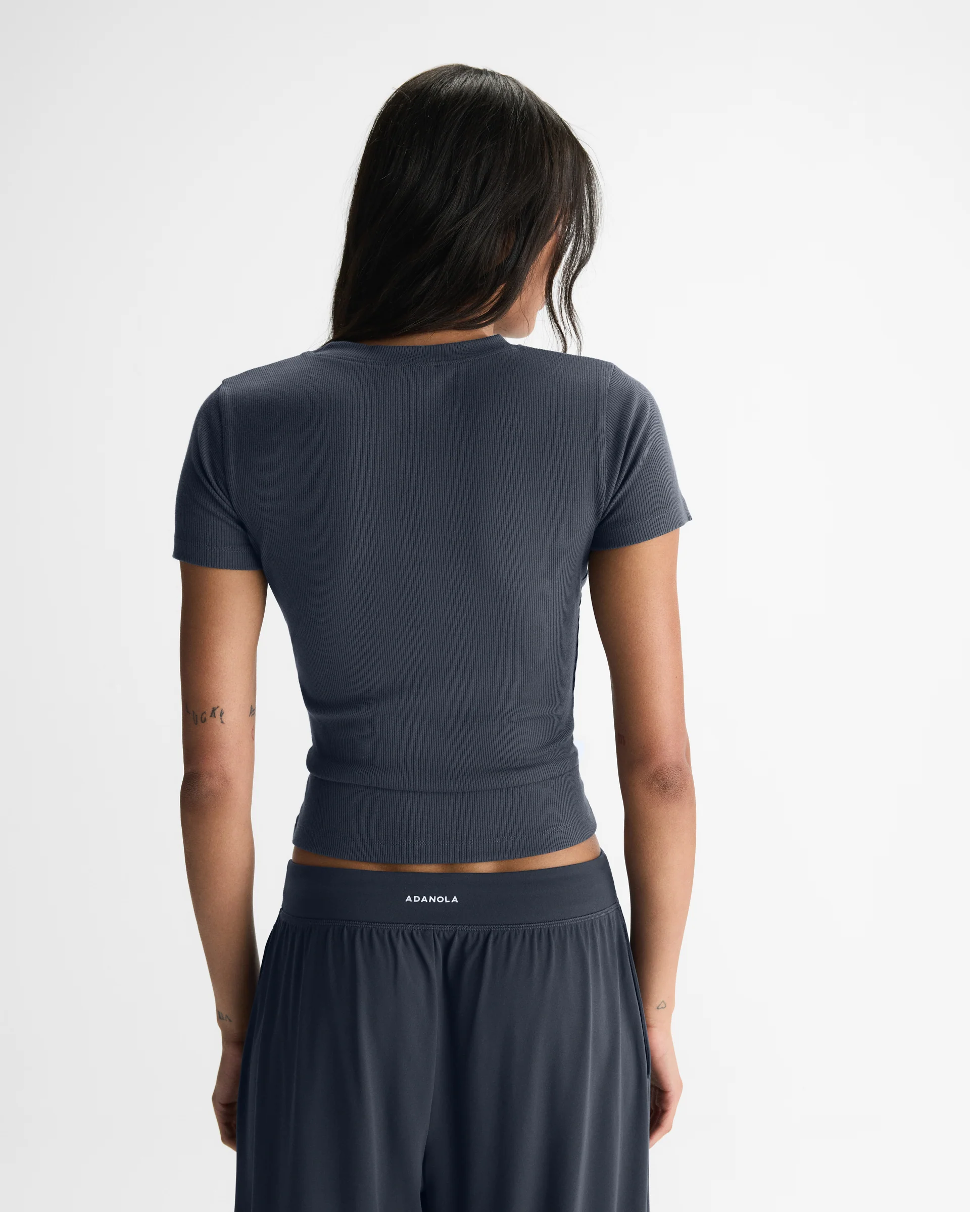 Soft Modal Rib Short Sleeve Top - Midnight Blue