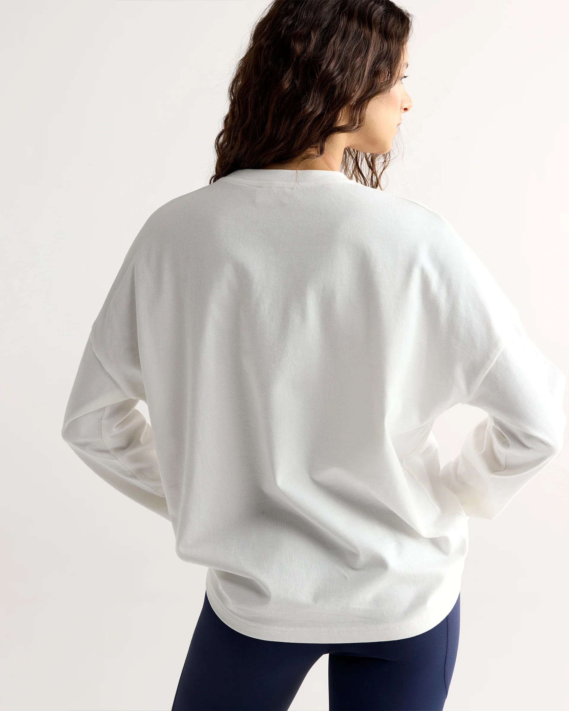Varsity Long Sleeve Drop Shoulder T-shirt - White/Marshmallow White