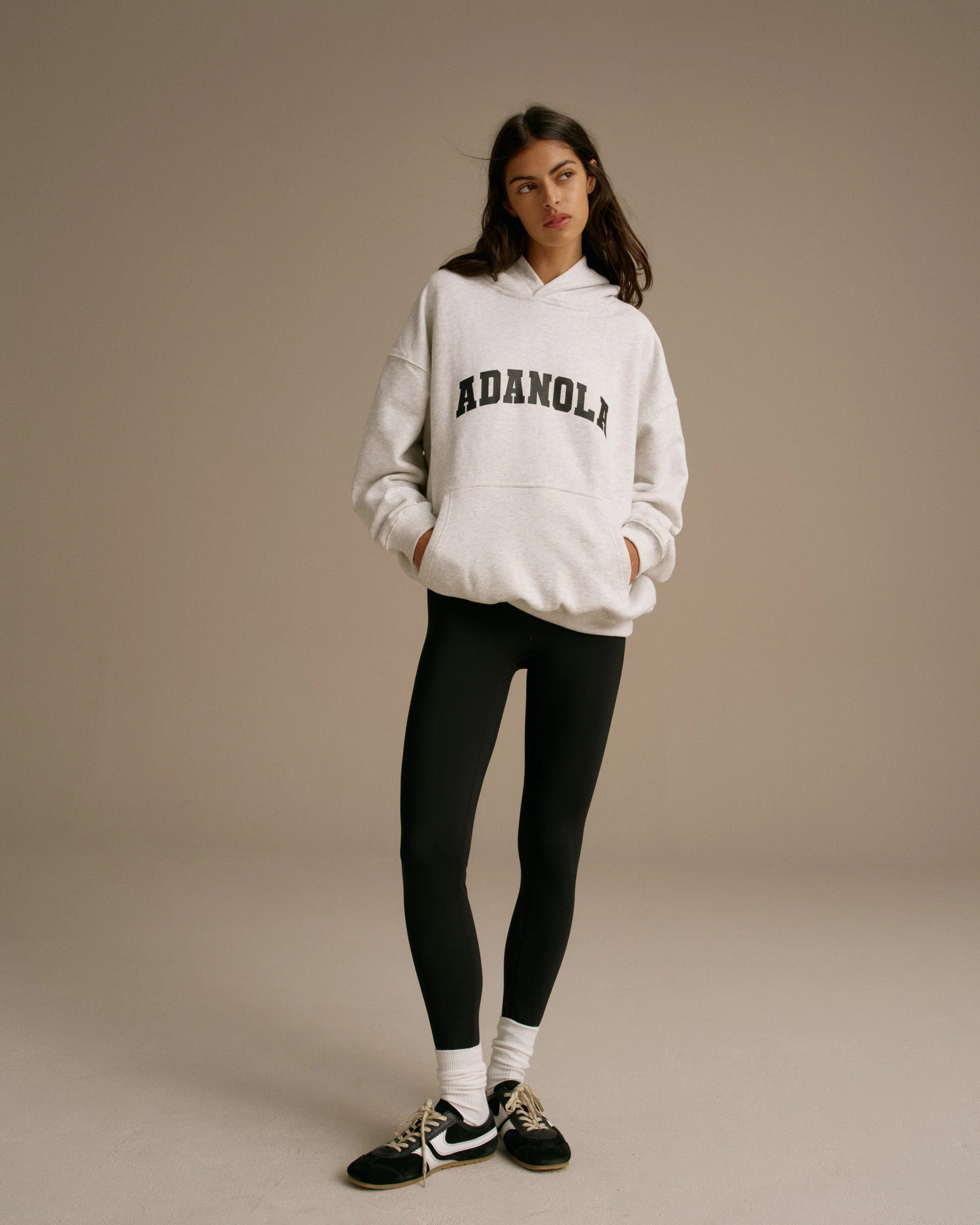 Varsity Oversized Hoodie - Light Grey Melange/Black