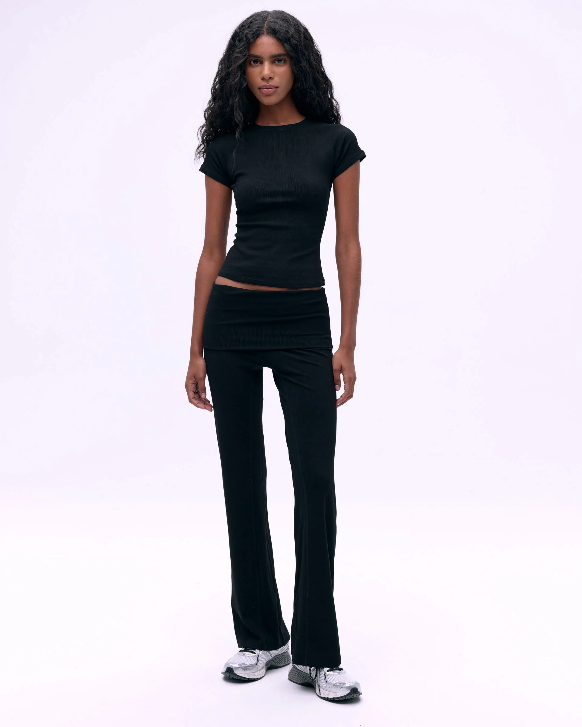 6066-rib-fold-over-pants-black-1.webp Rib Fold Over Pants - Black