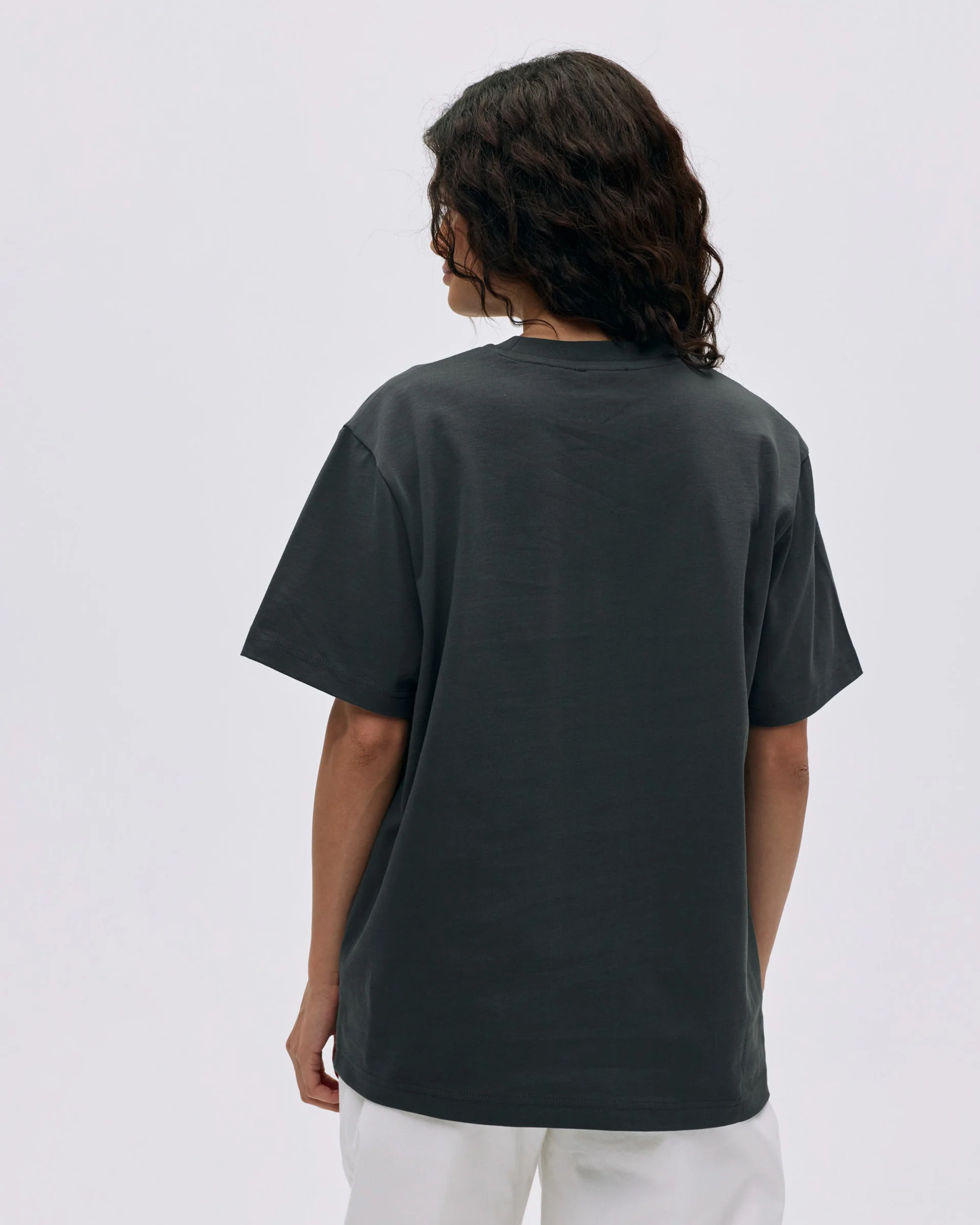 Varsity Stitch Short Sleeve Oversized T-shirt - Graphite Grey/Marshmallow White