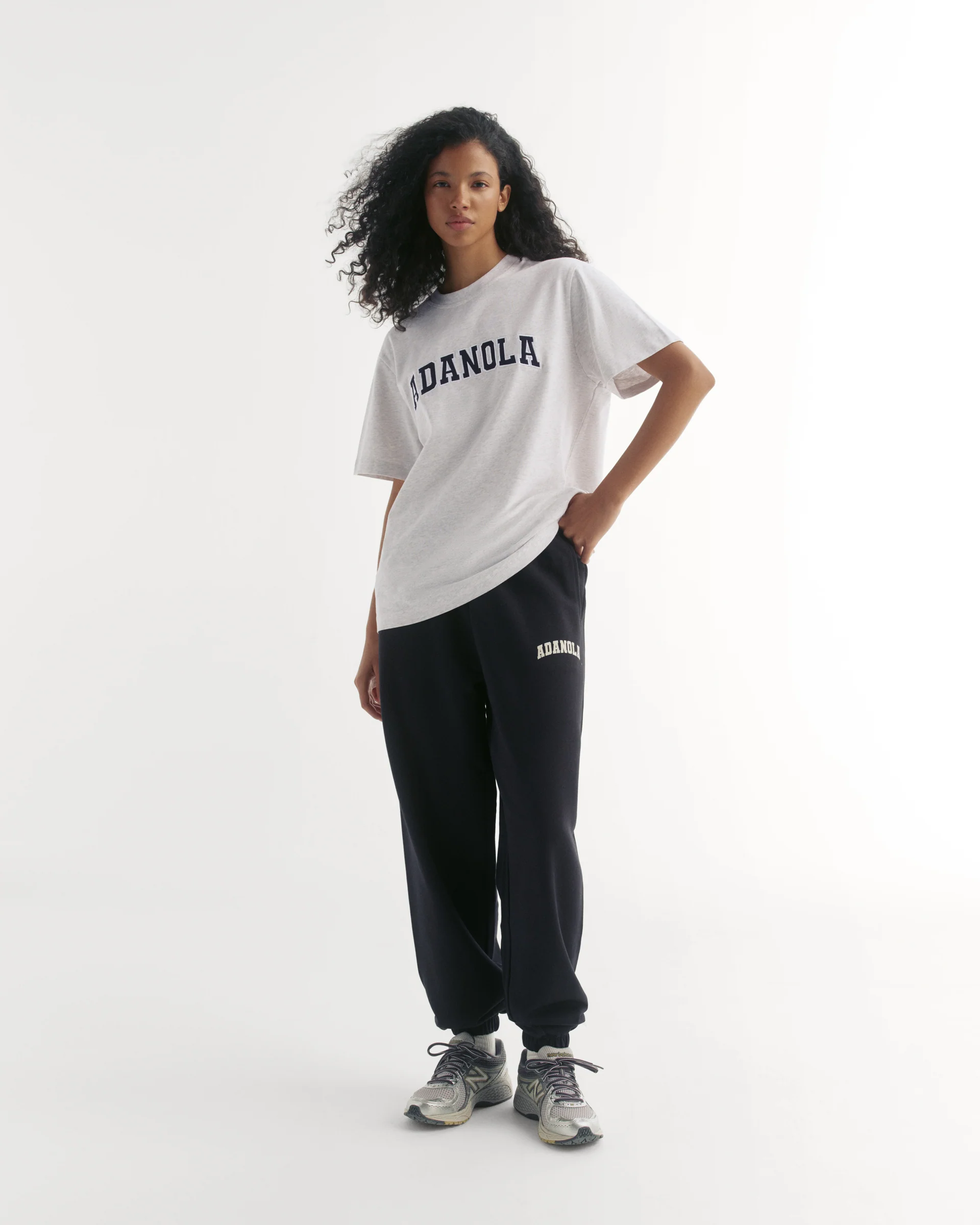 Varsity Short Sleeve Oversized T-shirt - Light Grey Melange/Black