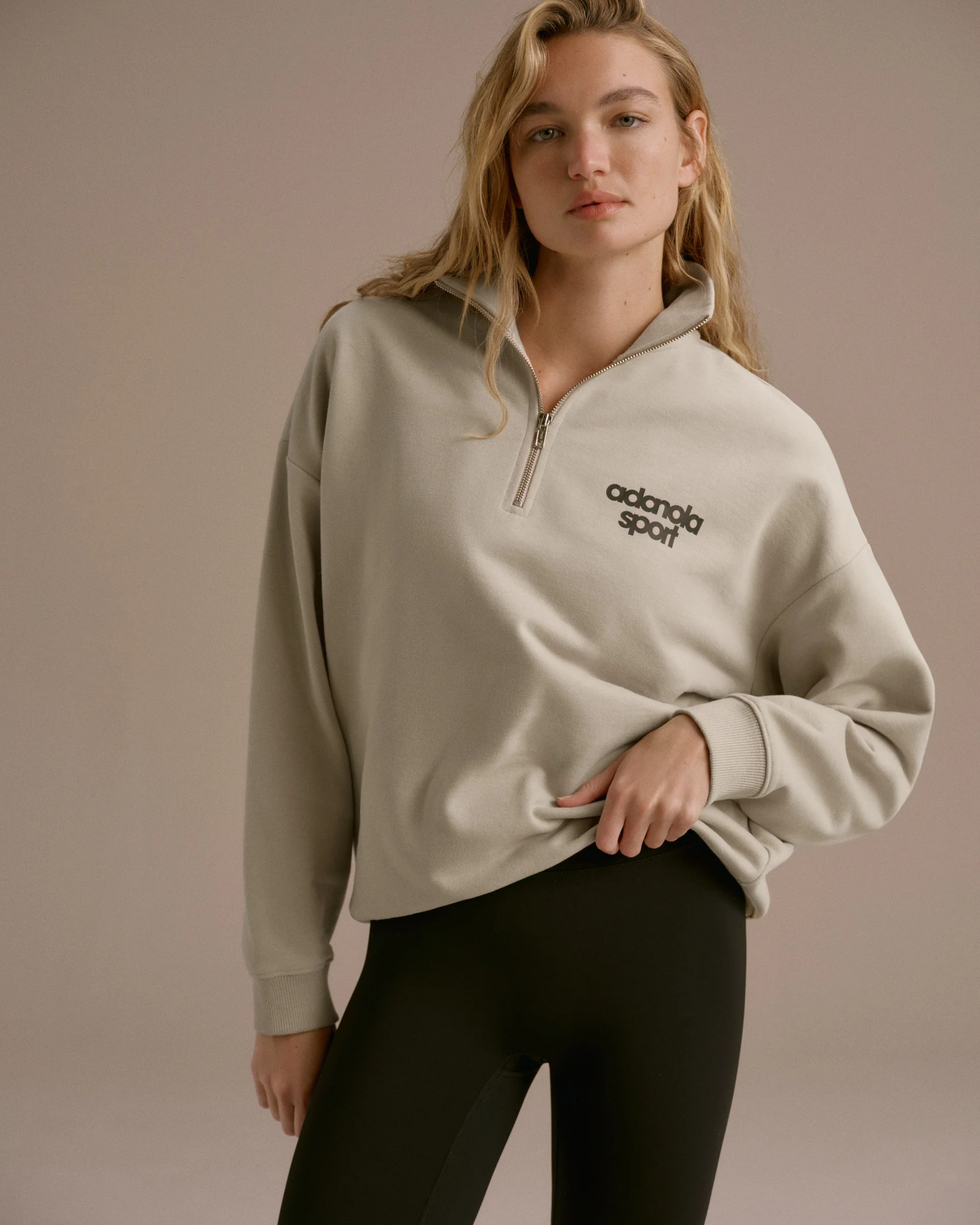 6450-as-bold-oversized-funnel-neck-zip-sweatshirt-stone-black-1.webp AS Bold Oversized Funnel Neck Zip Sweatshirt - Stone/Black