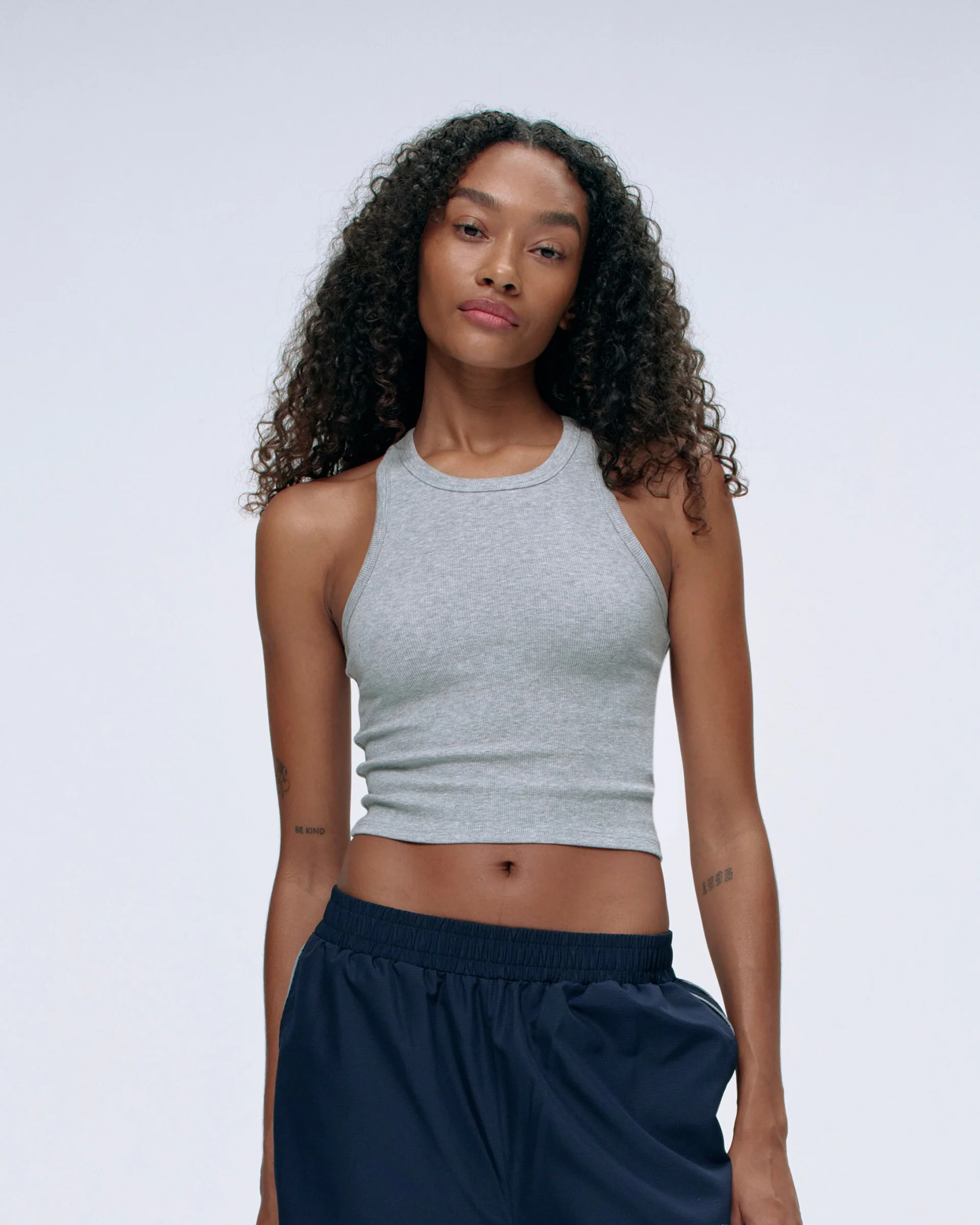 Rib Tank Top - Light Grey Melange