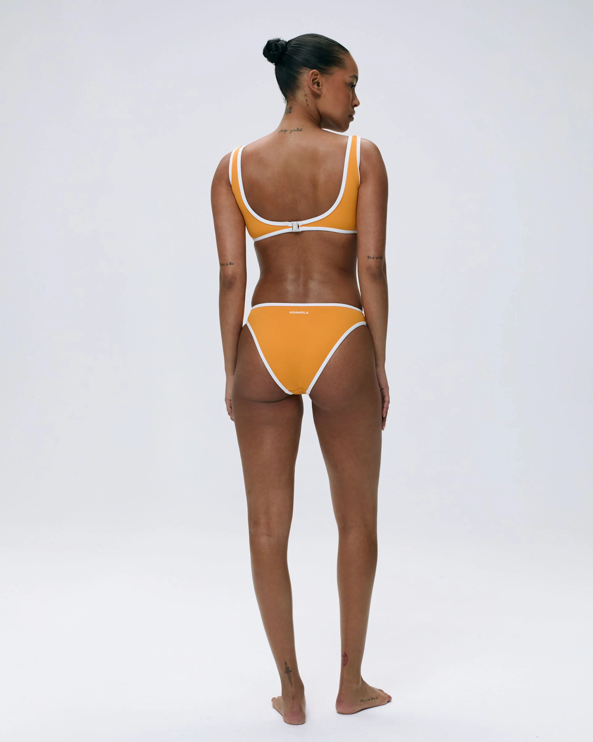 Contrast Bikini Bottom - Mango Orange/Marshmallow White