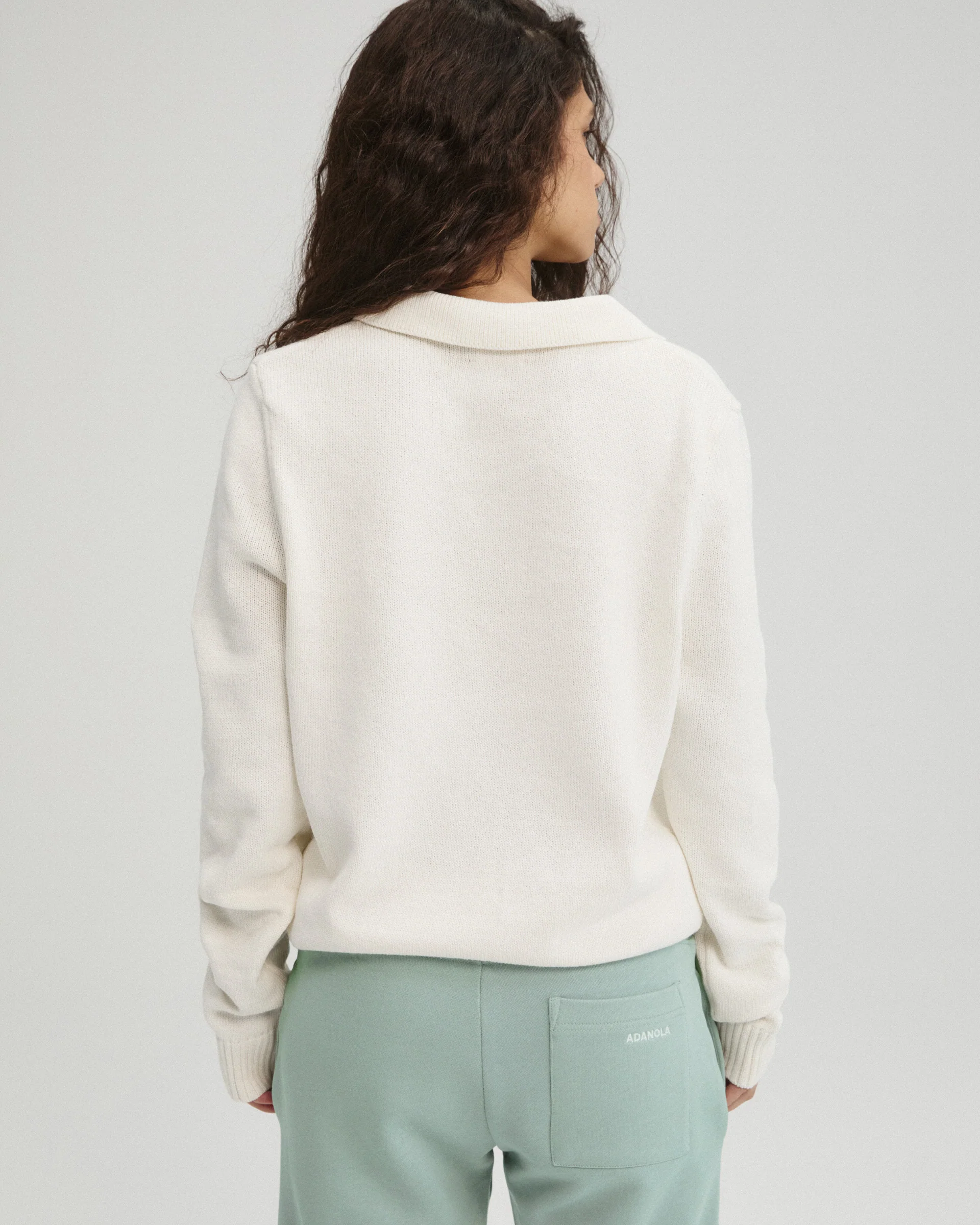 Knit Stripe Polo Top - Marshmallow White